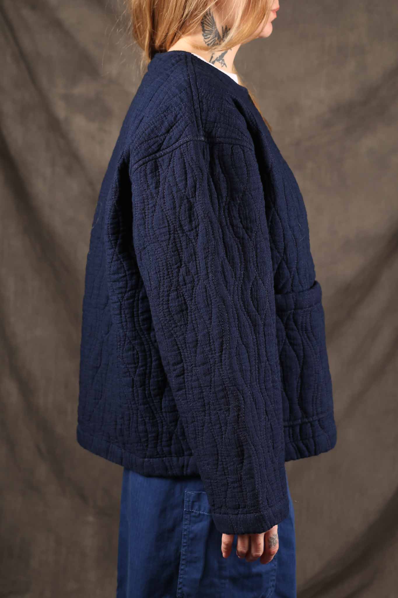NUDIE JEANS - Womens Sandra Jacket Indigo Quilt Blue