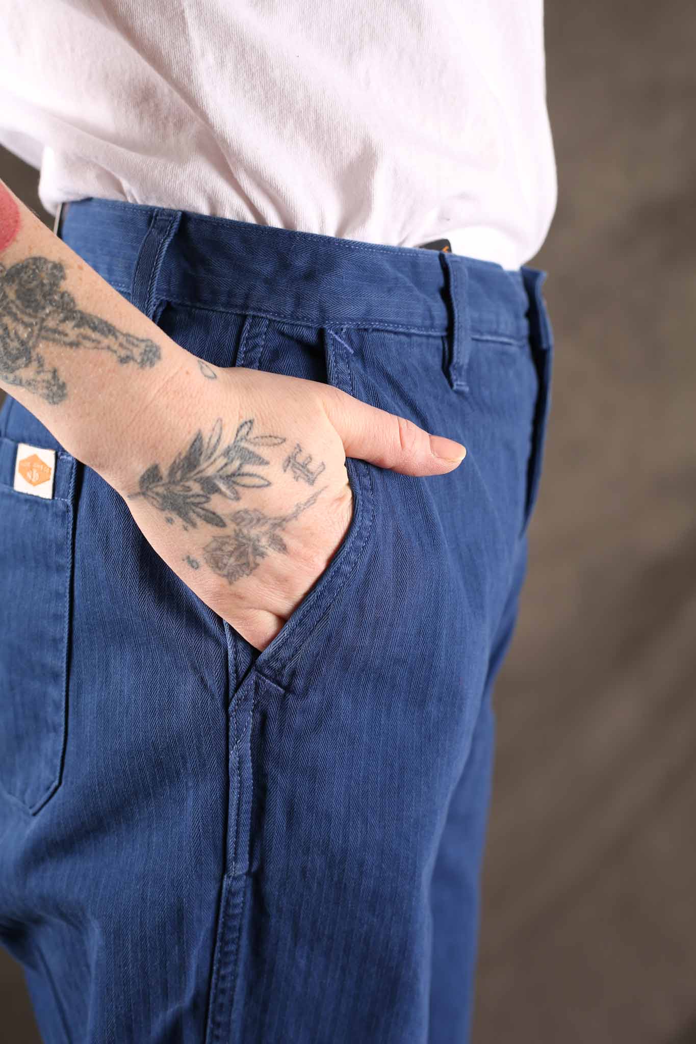 NUDIE JEANS - WOMENS Wendy Herringbone Pants Blue