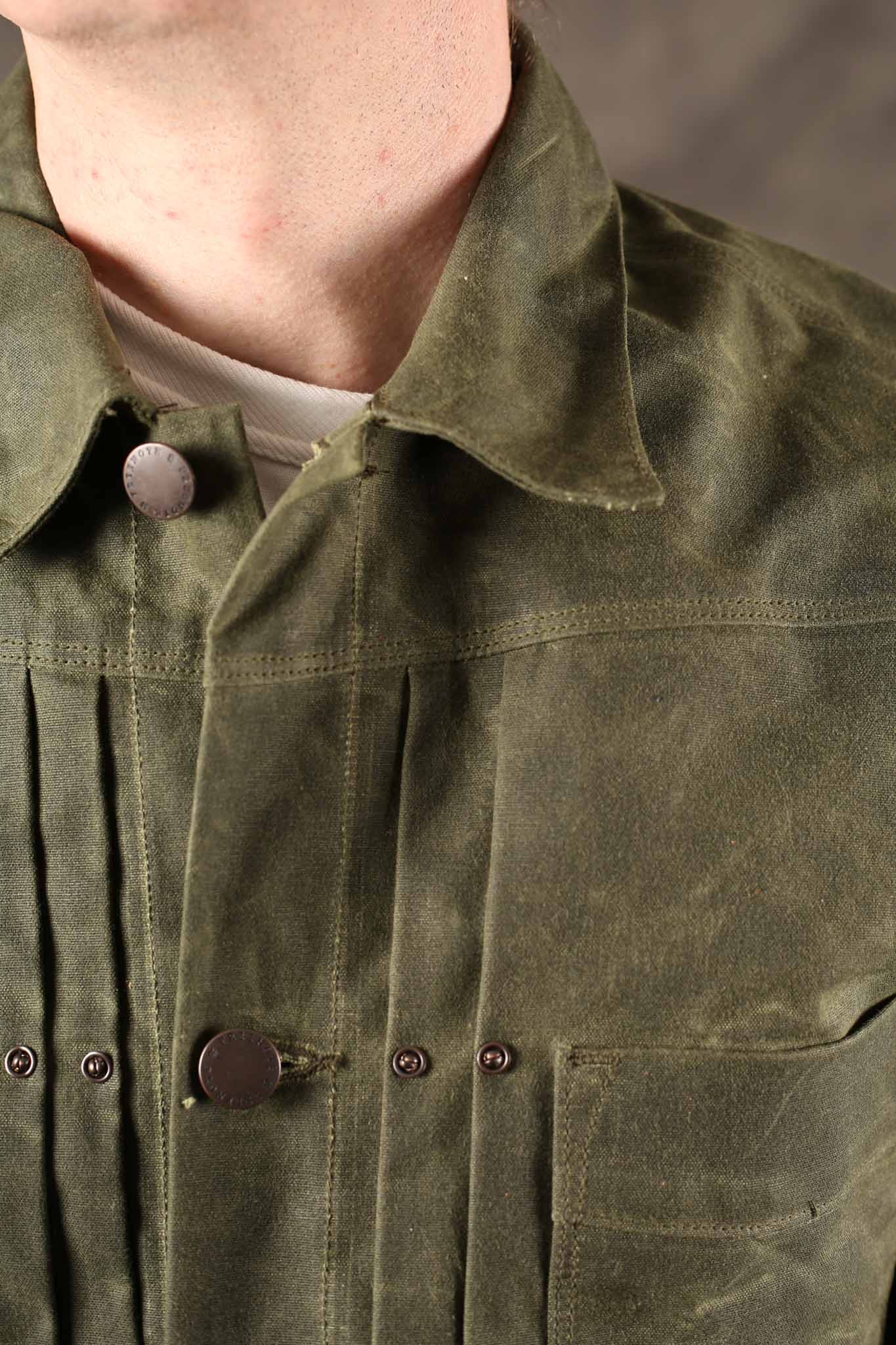 Freenote Cloth Riders Jacket Waxed Canvas Olive