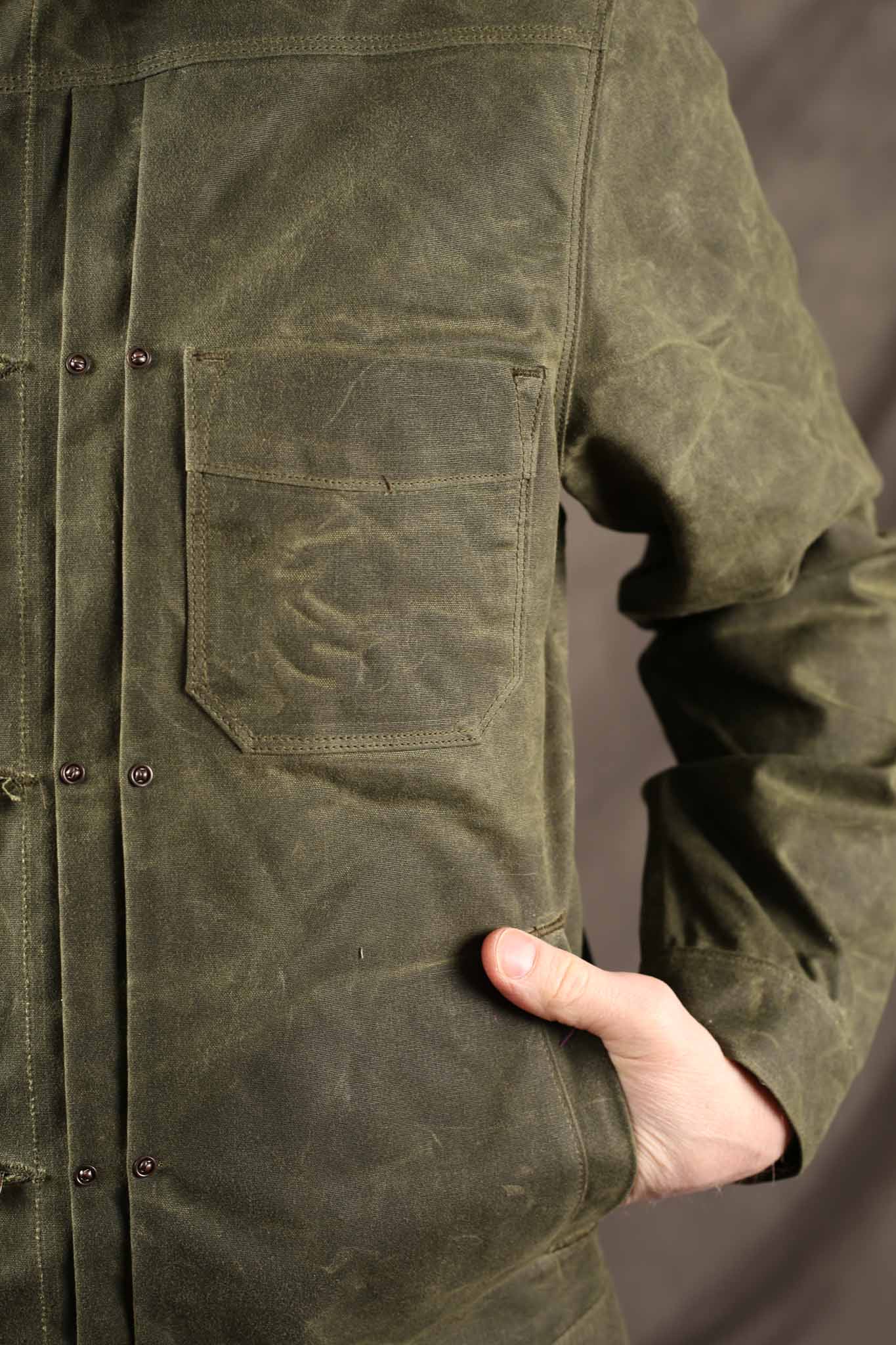 Freenote Cloth Riders Jacket Waxed Canvas Olive