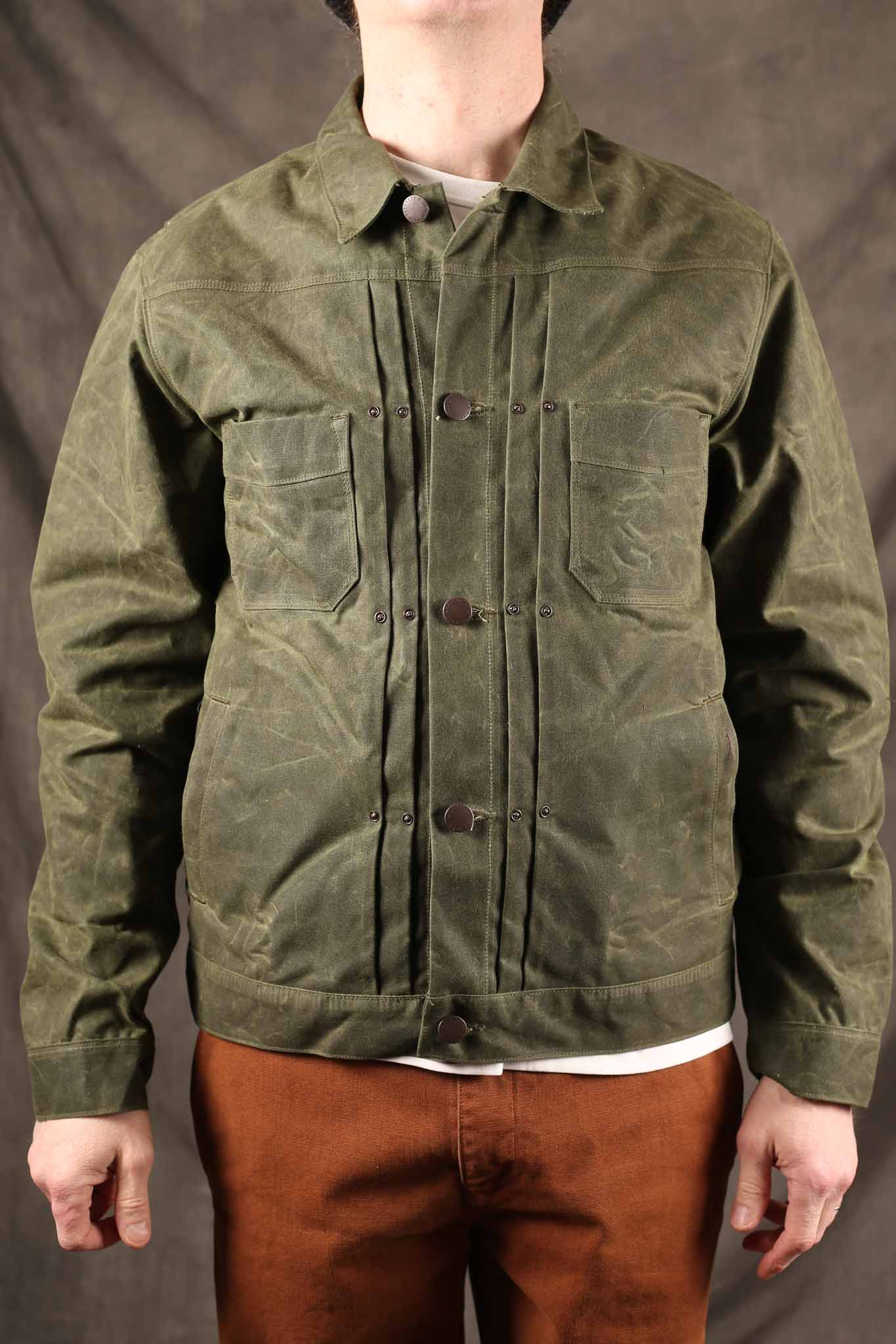 Freenote Cloth Riders Jacket Waxed Canvas Olive