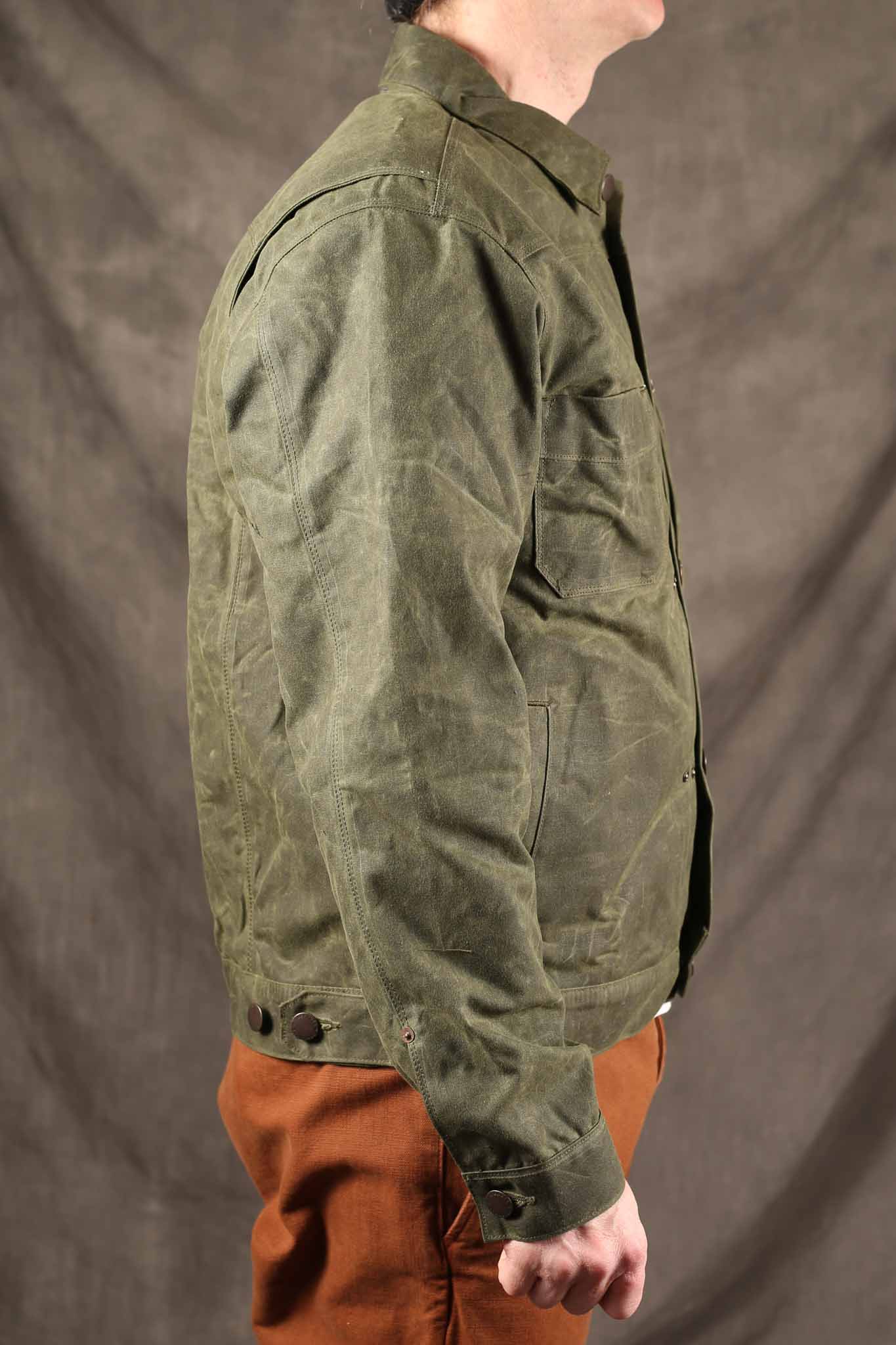 Freenote Cloth Riders Jacket Waxed Canvas Olive