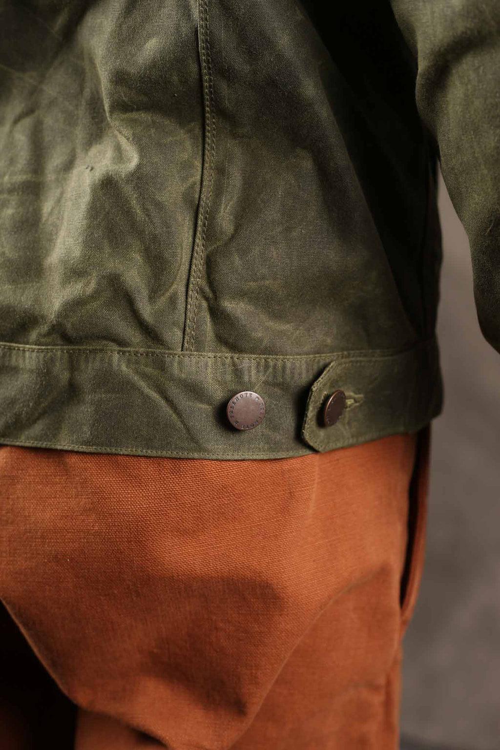 Freenote Cloth Riders Jacket Waxed Canvas Olive