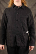 Merz b. Schwanen JKT05LI.811 WORKER'S LINEN JACKET - DEEP BLACK