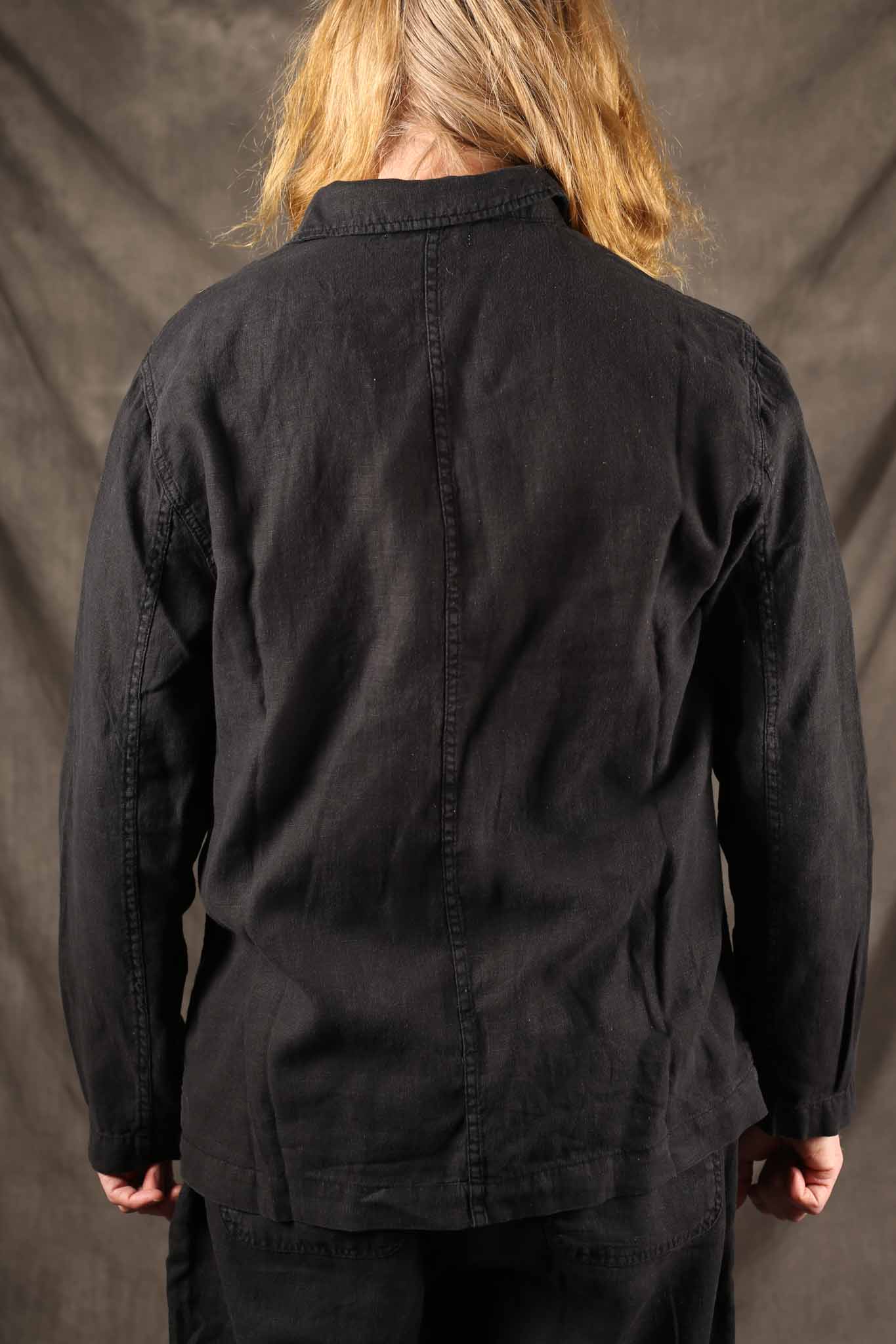 Merz b. Schwanen JKT05LI.811 WORKER'S LINEN JACKET - DEEP BLACK