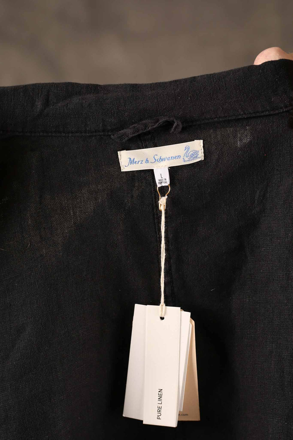 Merz b. Schwanen JKT05LI.811 WORKER'S LINEN JACKET - DEEP BLACK