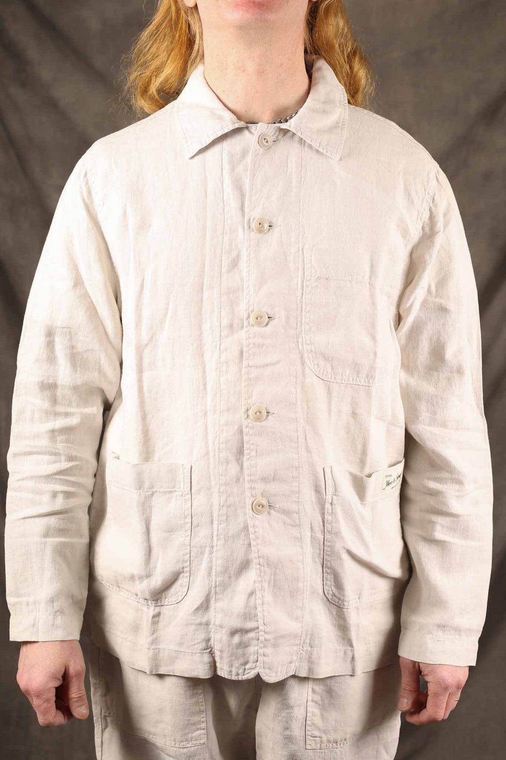 Merz b. Schwanen JKT05LI.811 WORKER'S LINEN JACKET - LIGHT STONE