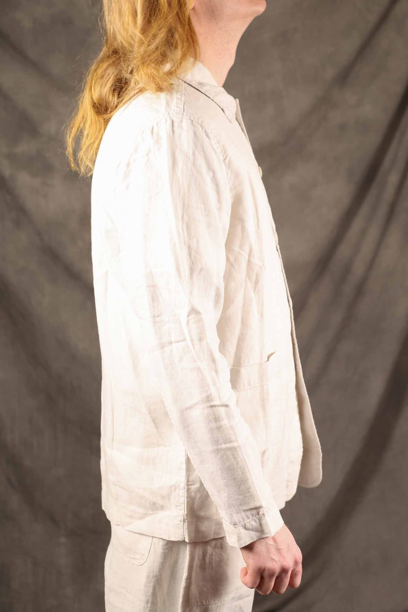 Merz b. Schwanen JKT05LI.811 WORKER'S LINEN JACKET - LIGHT STONE