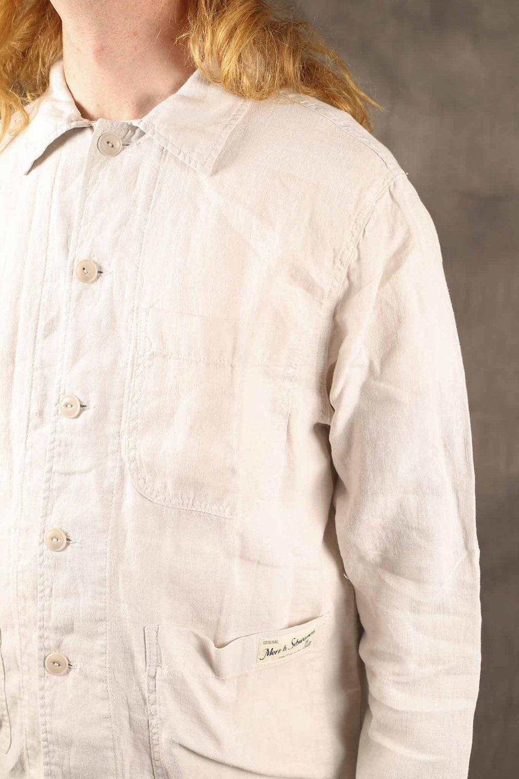 Merz b. Schwanen JKT05LI.811 WORKER'S LINEN JACKET - LIGHT STONE