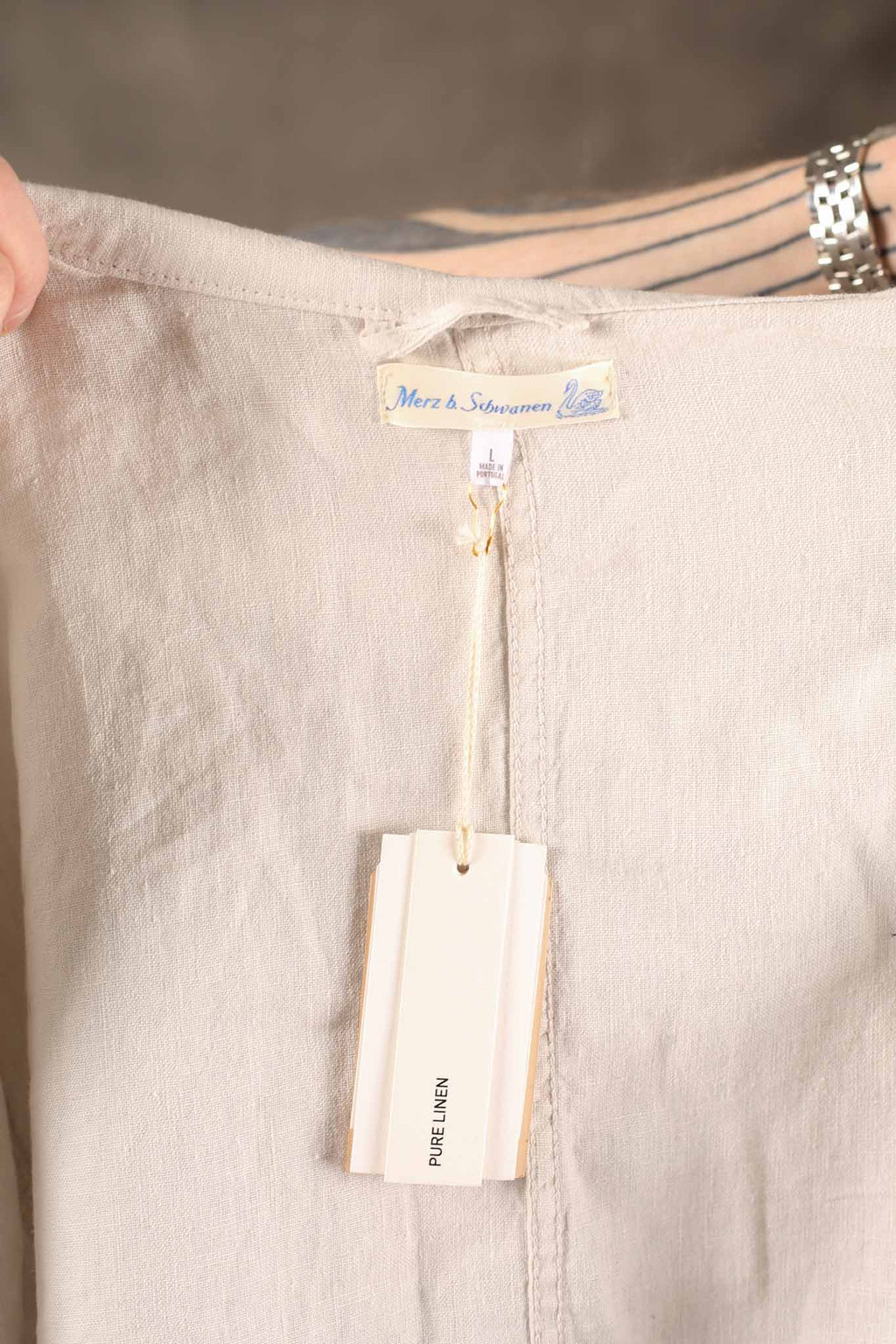 Merz b. Schwanen JKT05LI.811 WORKER'S LINEN JACKET - LIGHT STONE