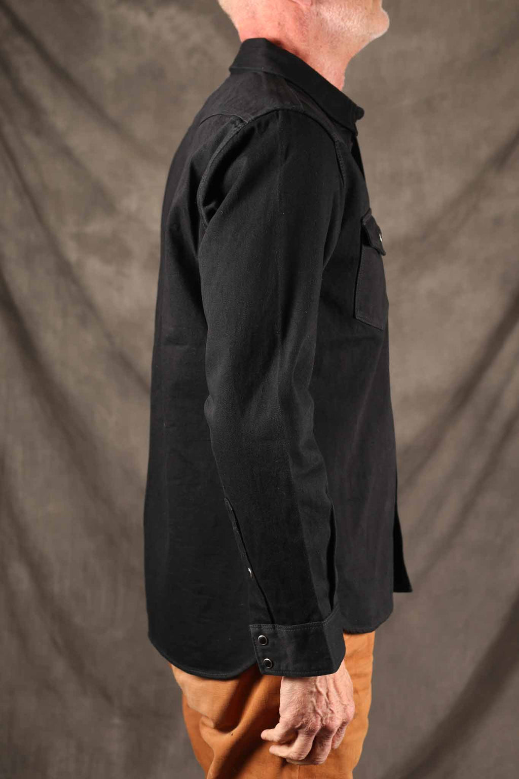 Iron Heart IHSH-218-BLK 12oz Selvedge Denim Western Shirt "The Johnny Cash III" - Black