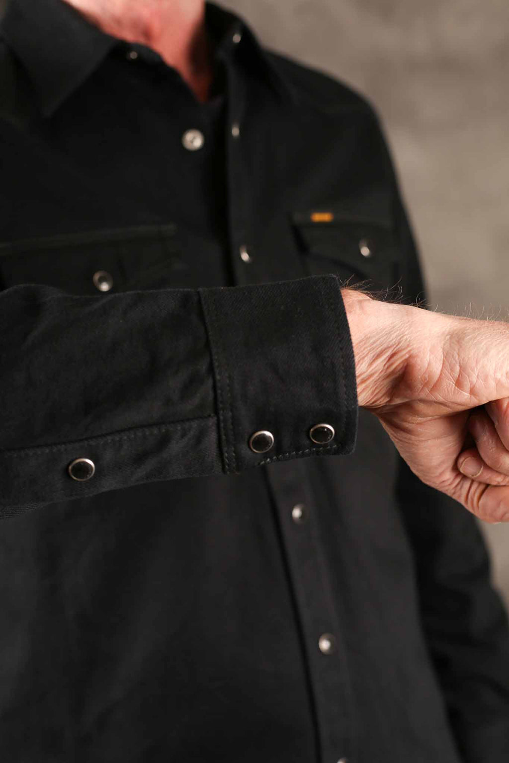 Iron Heart IHSH-218-BLK 12oz Selvedge Denim Western Shirt "The Johnny Cash III" - Black