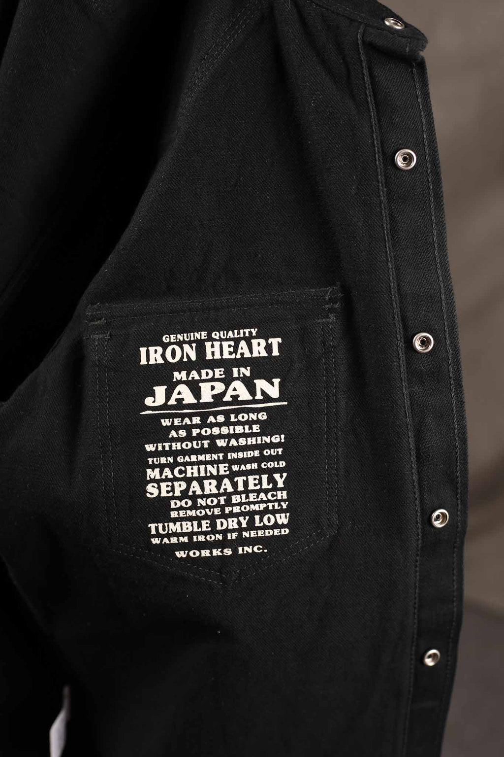 Iron Heart IHSH-218-BLK 12oz Selvedge Denim Western Shirt "The Johnny Cash III" - Black