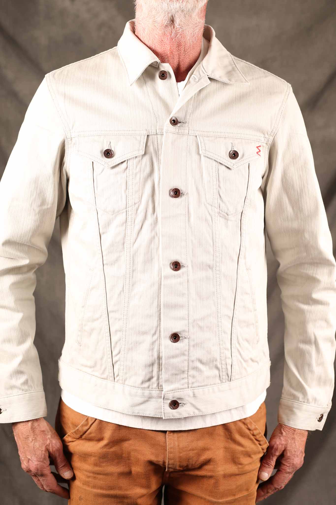 Iron Heart IHJ-162-GRY 11oz Piqué Modified Type III Jacket - Light Grey