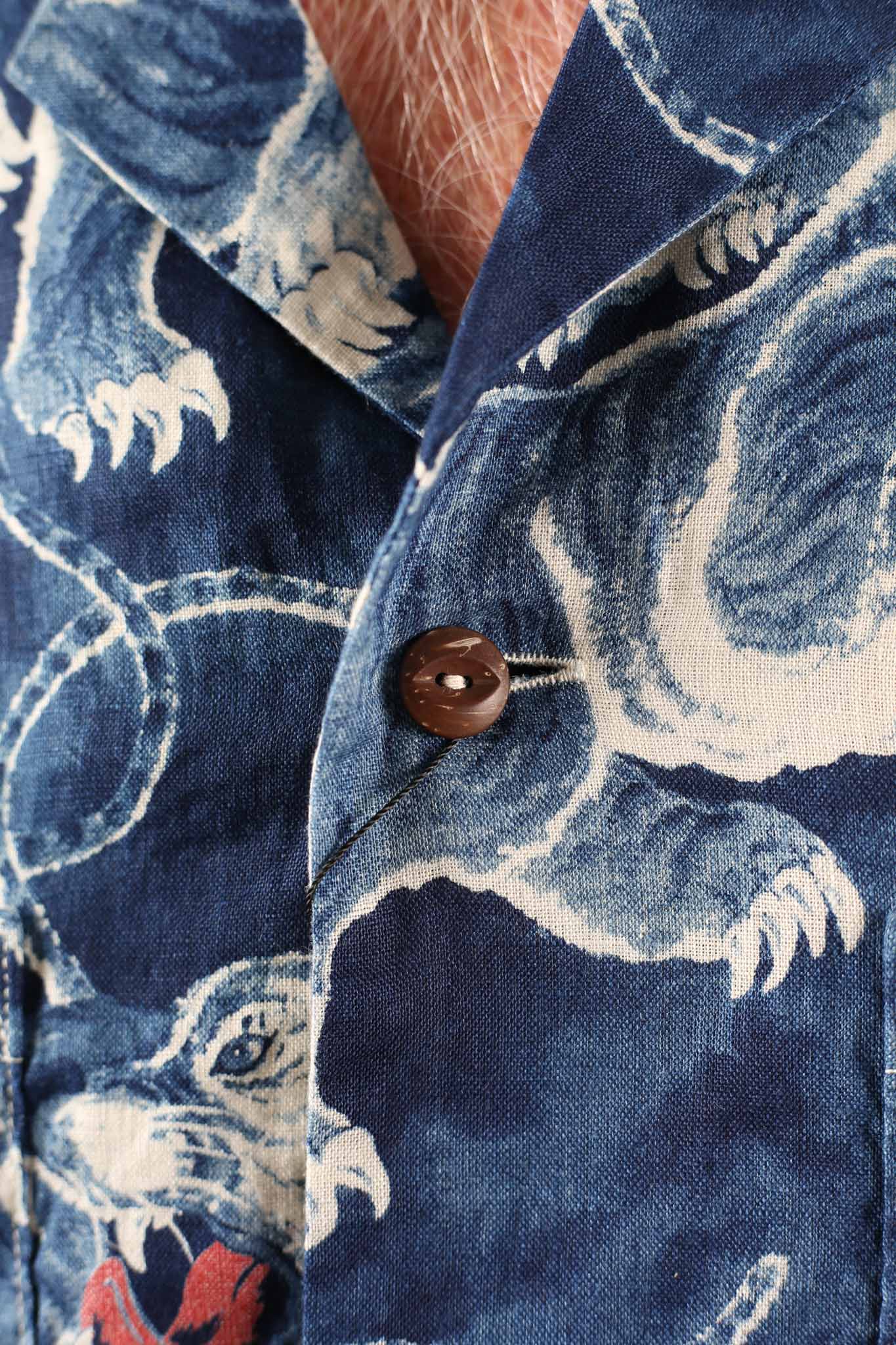 THE FLAT HEAD - FN-SCR-017L Linen Long-Sleeve Hundred Tigers Shirt