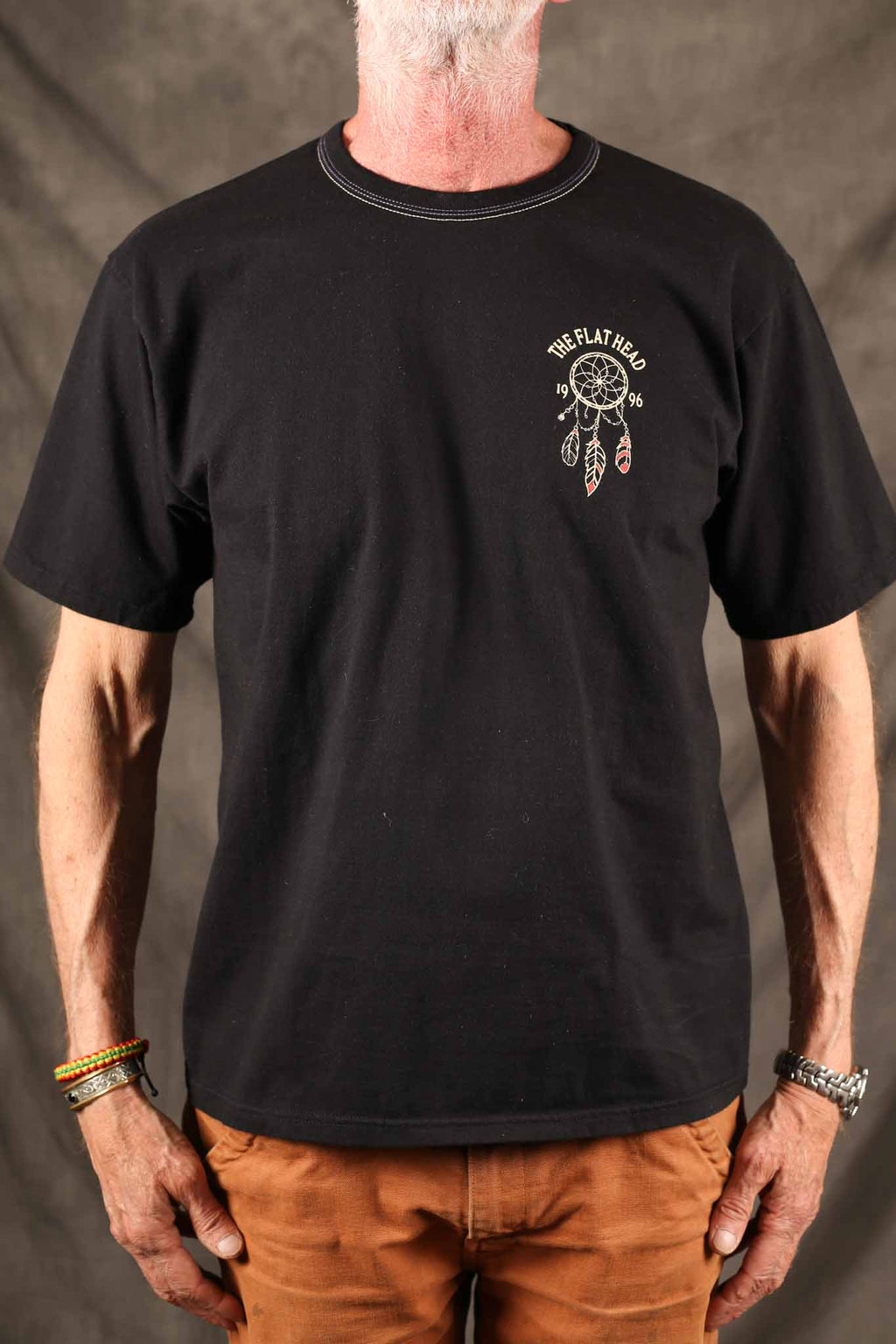 THE FLAT HEAD - FN-THC-048 War Bonnet’ 9.7oz Loopwheeled T-Shirt – Black