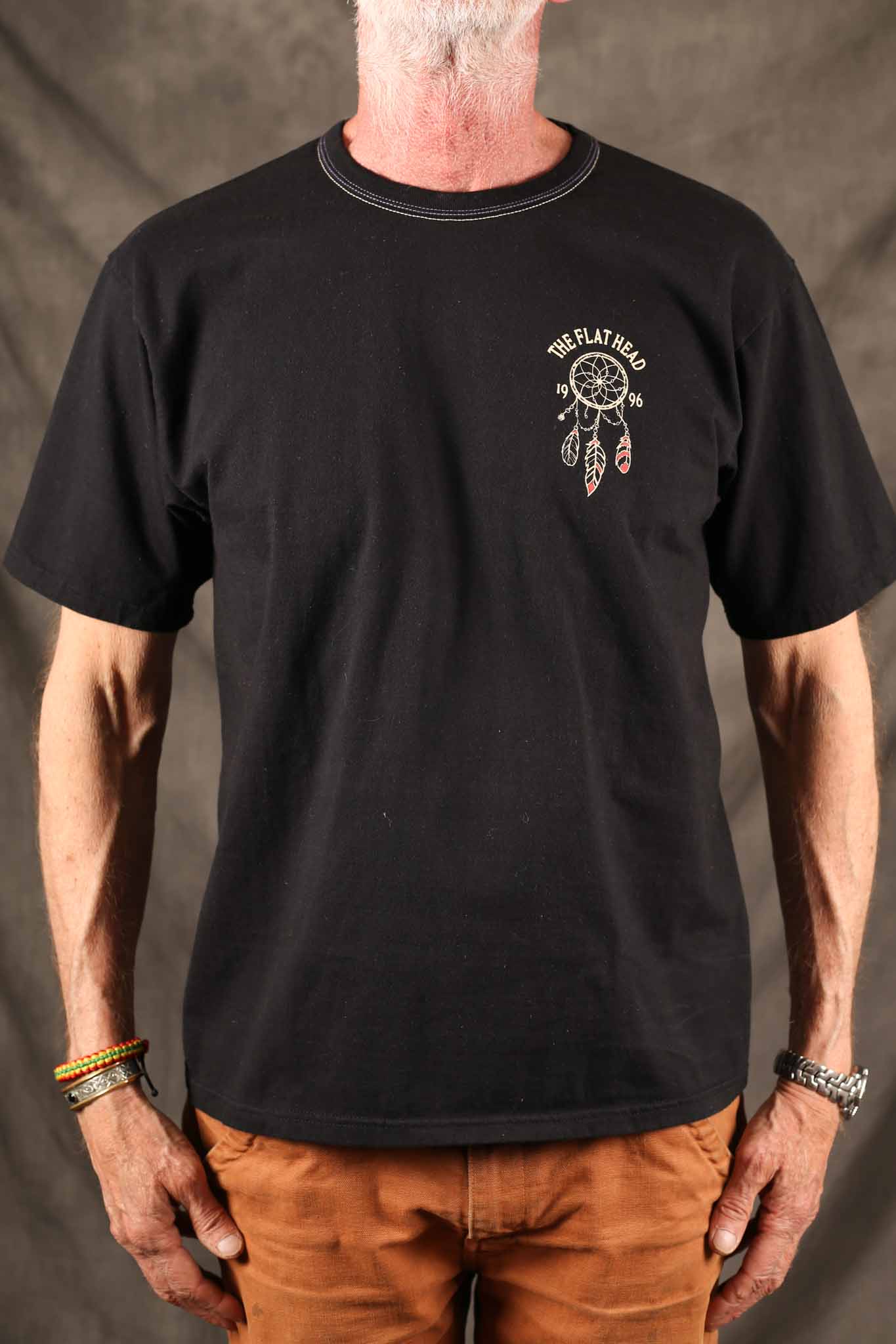 THE FLAT HEAD - FN-THC-048 War Bonnet’ 9.7oz Loopwheeled T-Shirt – Black