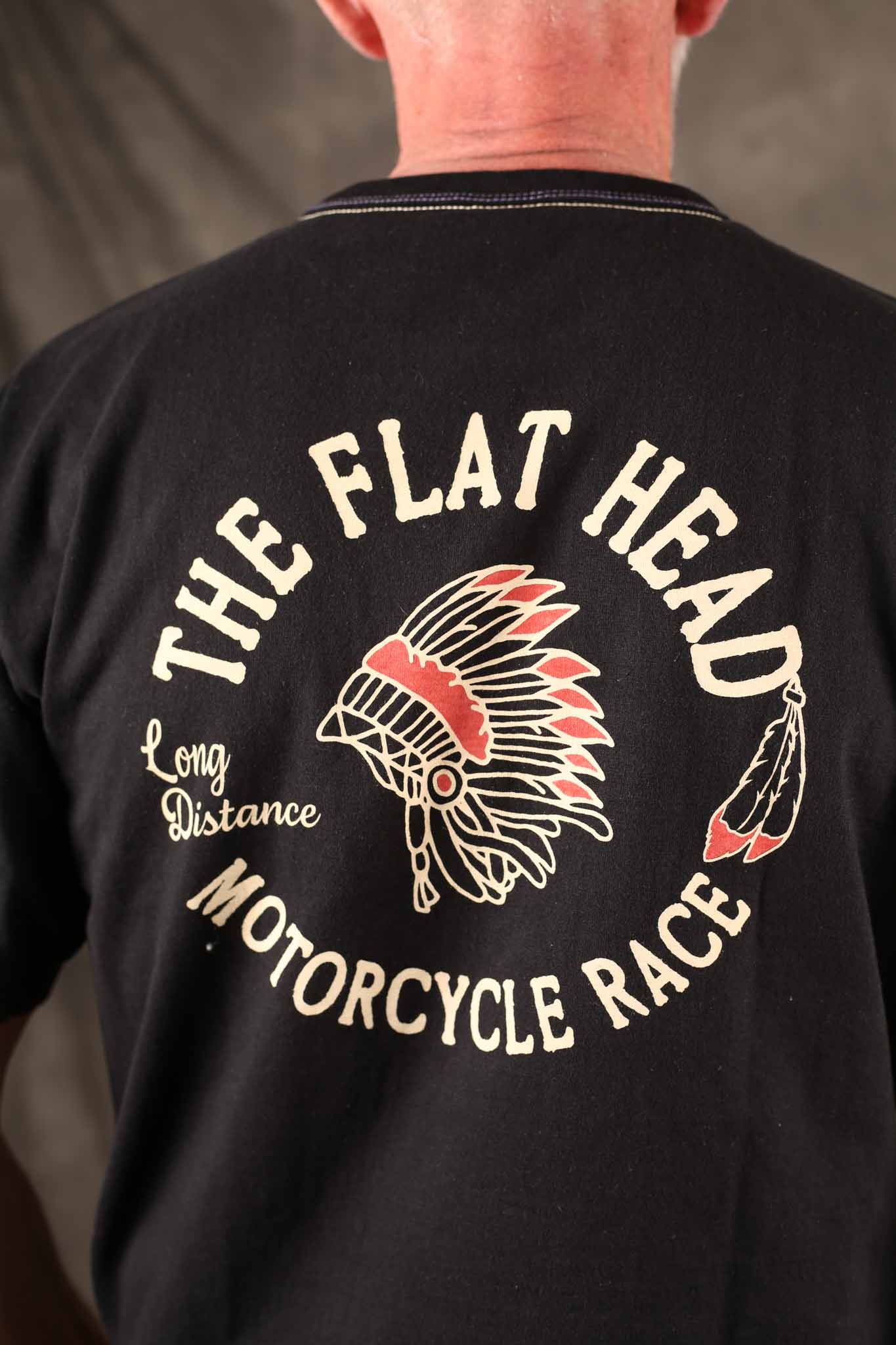 THE FLAT HEAD - FN-THC-048 War Bonnet’ 9.7oz Loopwheeled T-Shirt – Black