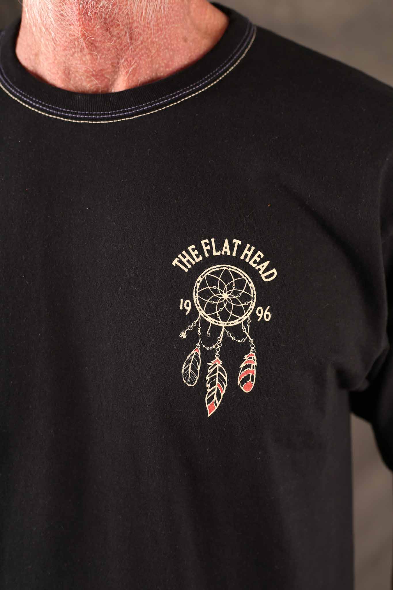 THE FLAT HEAD - FN-THC-048 War Bonnet’ 9.7oz Loopwheeled T-Shirt – Black