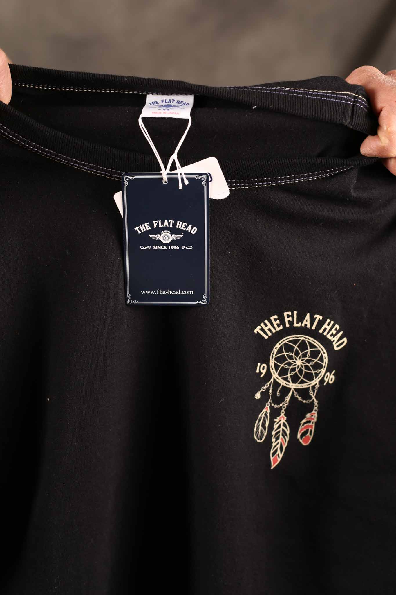 THE FLAT HEAD - FN-THC-048 War Bonnet’ 9.7oz Loopwheeled T-Shirt – Black