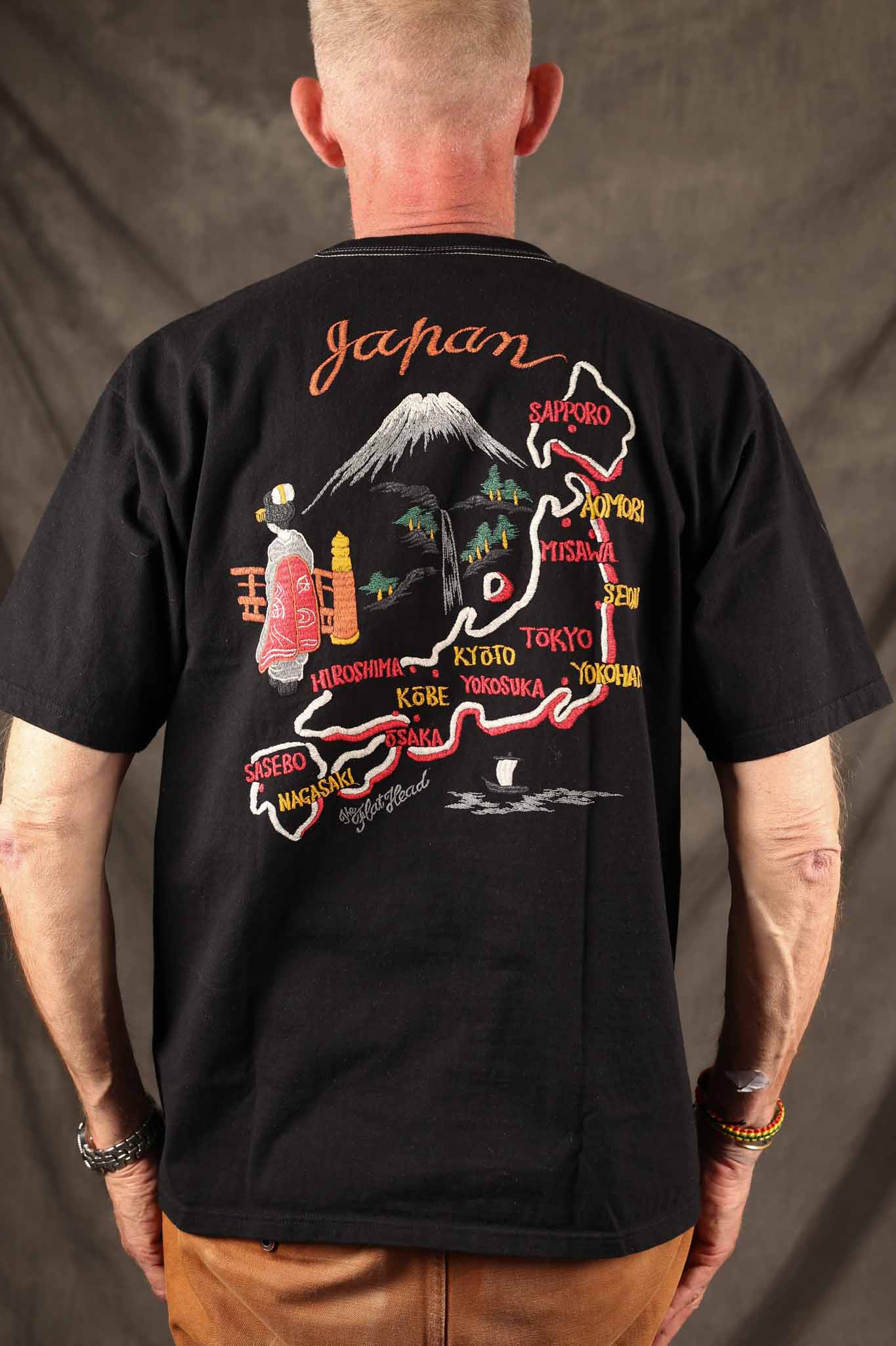 THE FLAT HEAD - FN-THC-066SP Map T-Shirt – Black