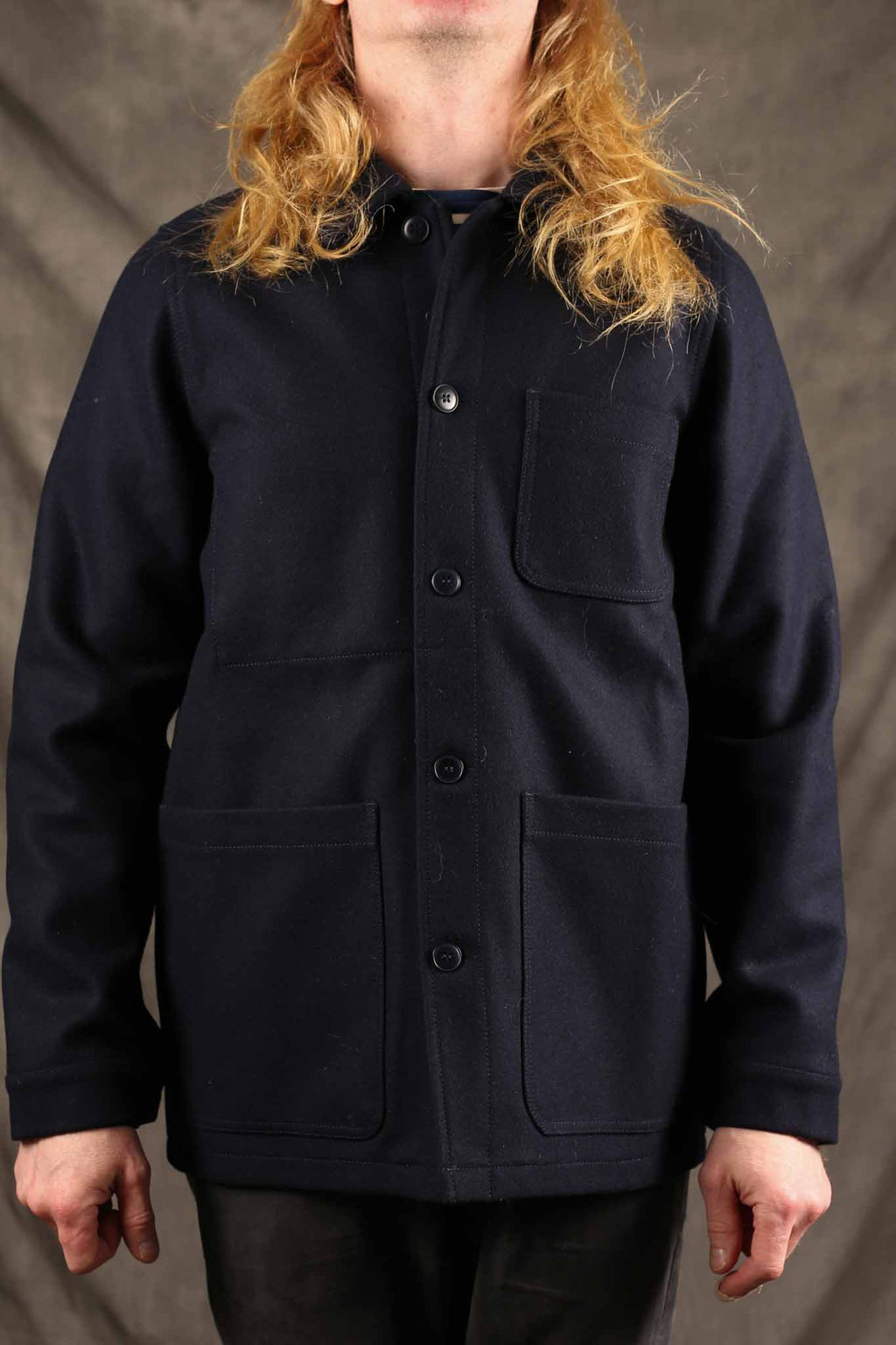 Le Mont St. Michel Victorien Wool Work Jacket Navy