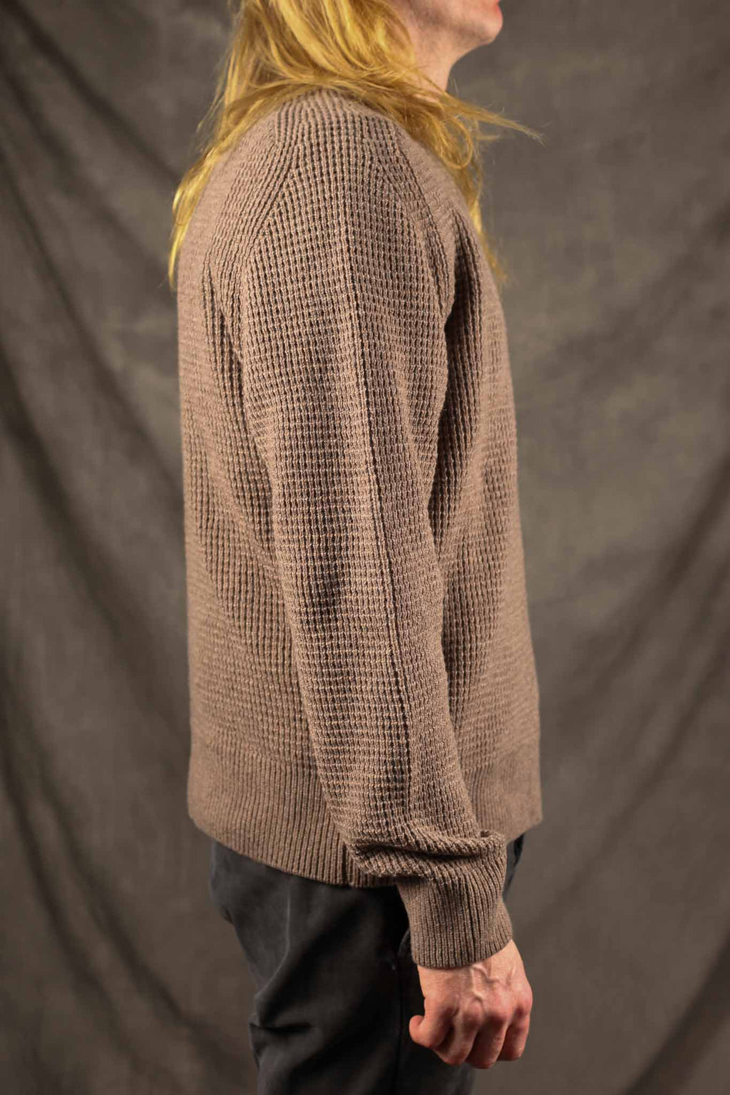 Merz b. Schwanen Merino Wool/Cashmere Waffle Knit Pullover - Grain