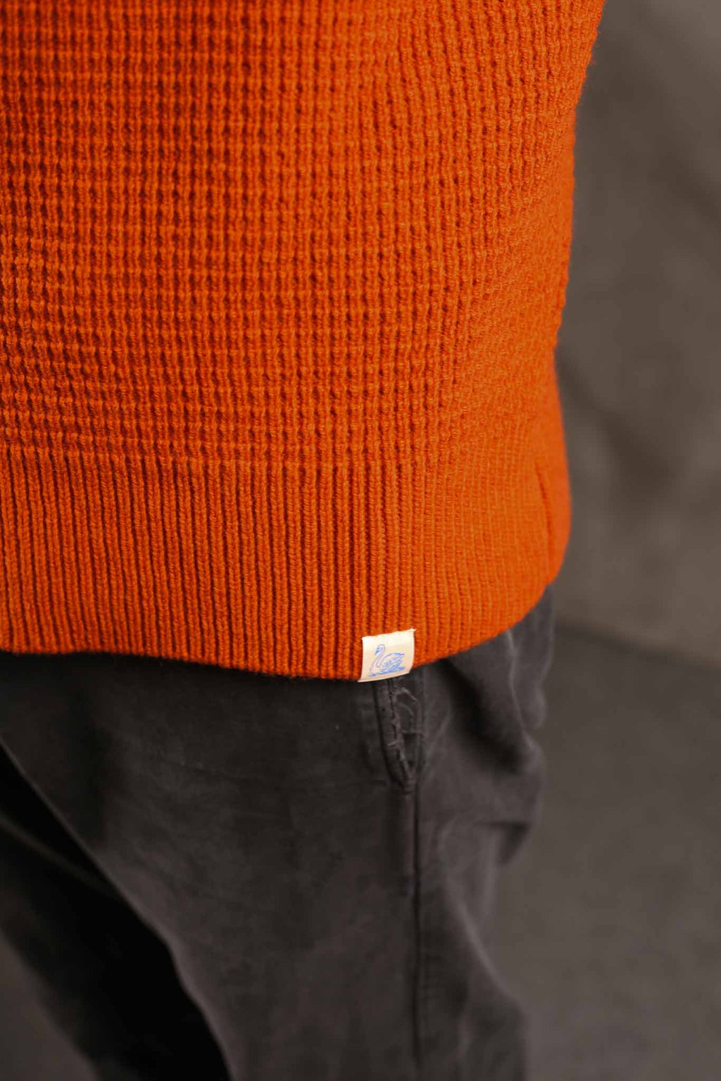 Merz b. Schwanen Merino Wool/Cashmere Waffle Knit Pullover - Rust