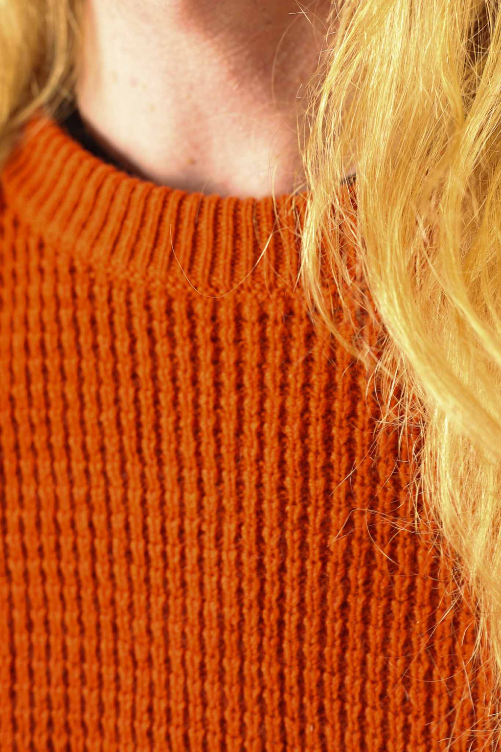 Merz b. Schwanen Merino Wool/Cashmere Waffle Knit Pullover - Rust