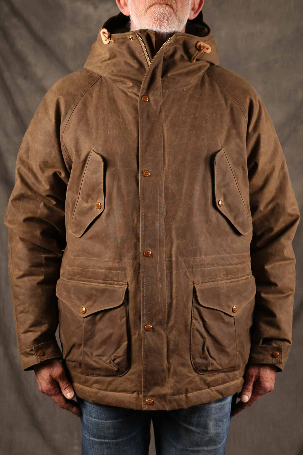 MANIFATTURA CECCARELLI - FISHERMAN DOWN PARKA JACKET WAXED CANVAS 7026-WX DARK TAN