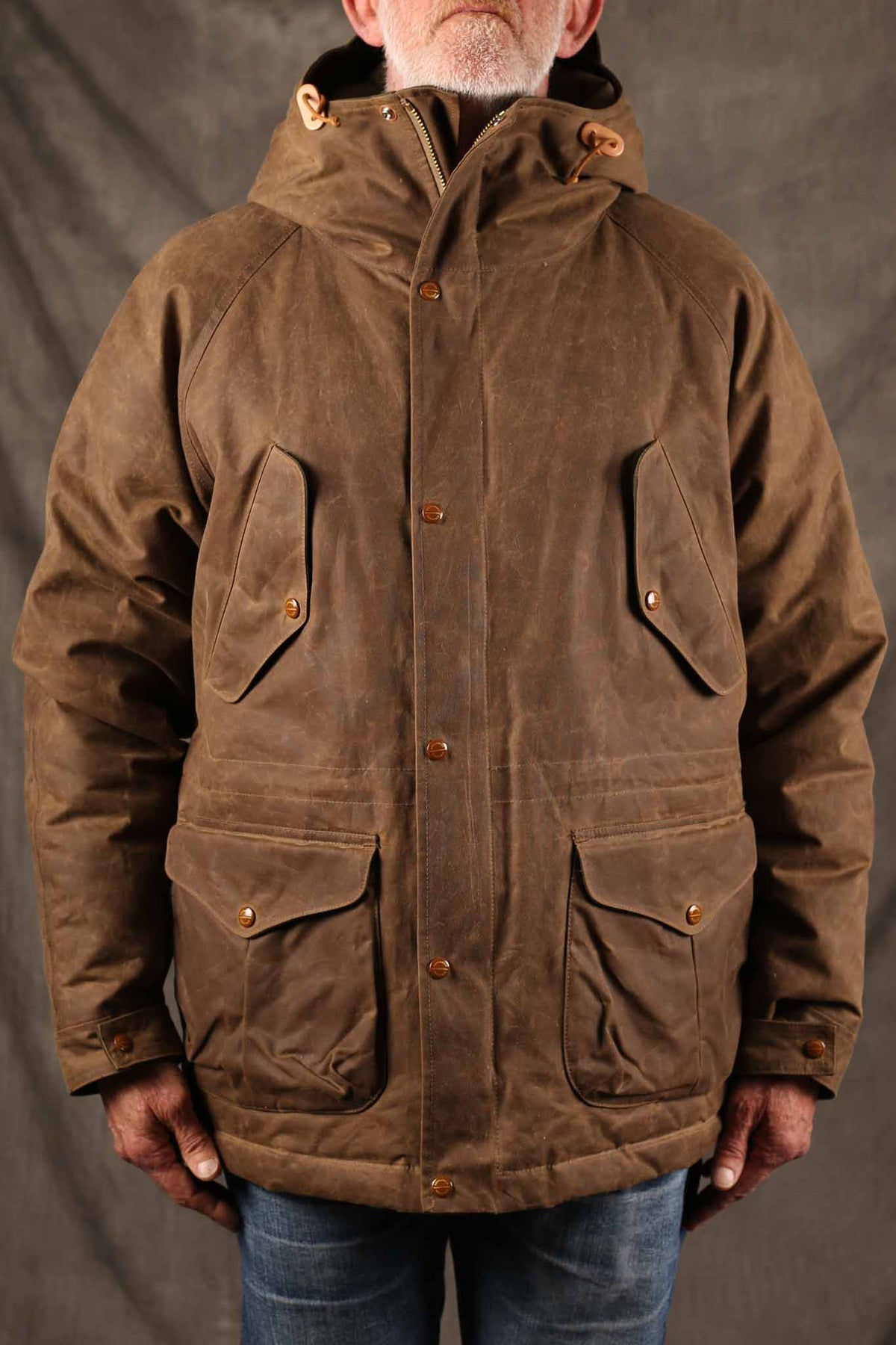 MANIFATTURA CECCARELLI - FISHERMAN DOWN PARKA JACKET WAXED CANVAS 7026-WX DARK TAN
