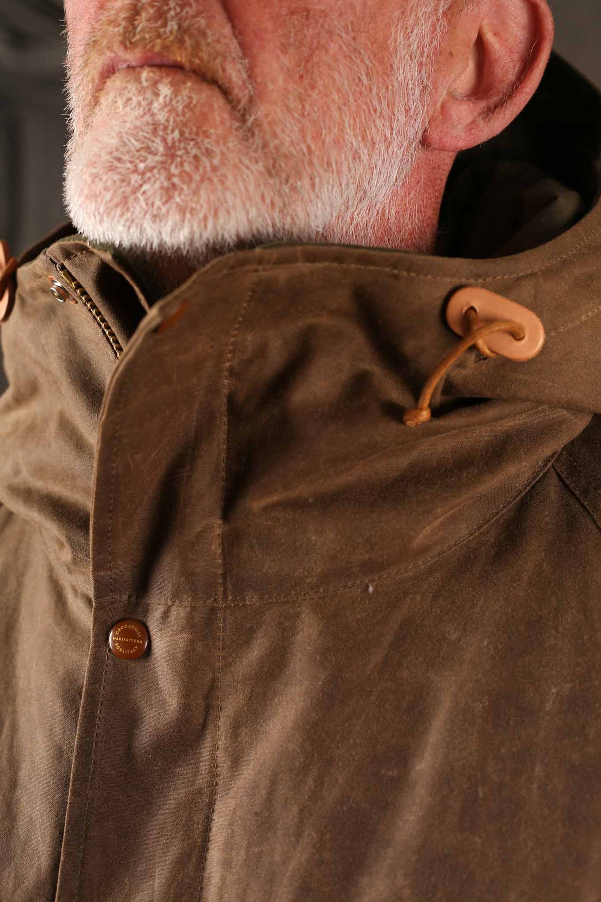 MANIFATTURA CECCARELLI - FISHERMAN DOWN PARKA JACKET WAXED CANVAS 7026-WX DARK TAN