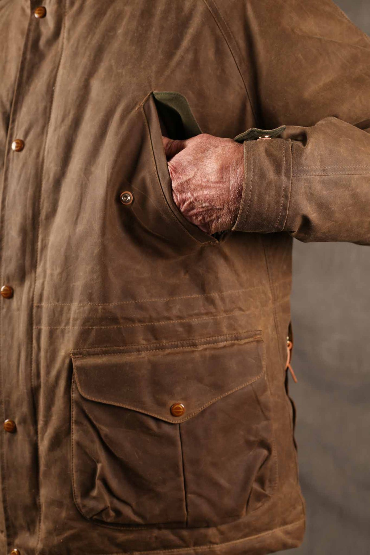 MANIFATTURA CECCARELLI - FISHERMAN DOWN PARKA JACKET WAXED CANVAS 7026-WX DARK TAN