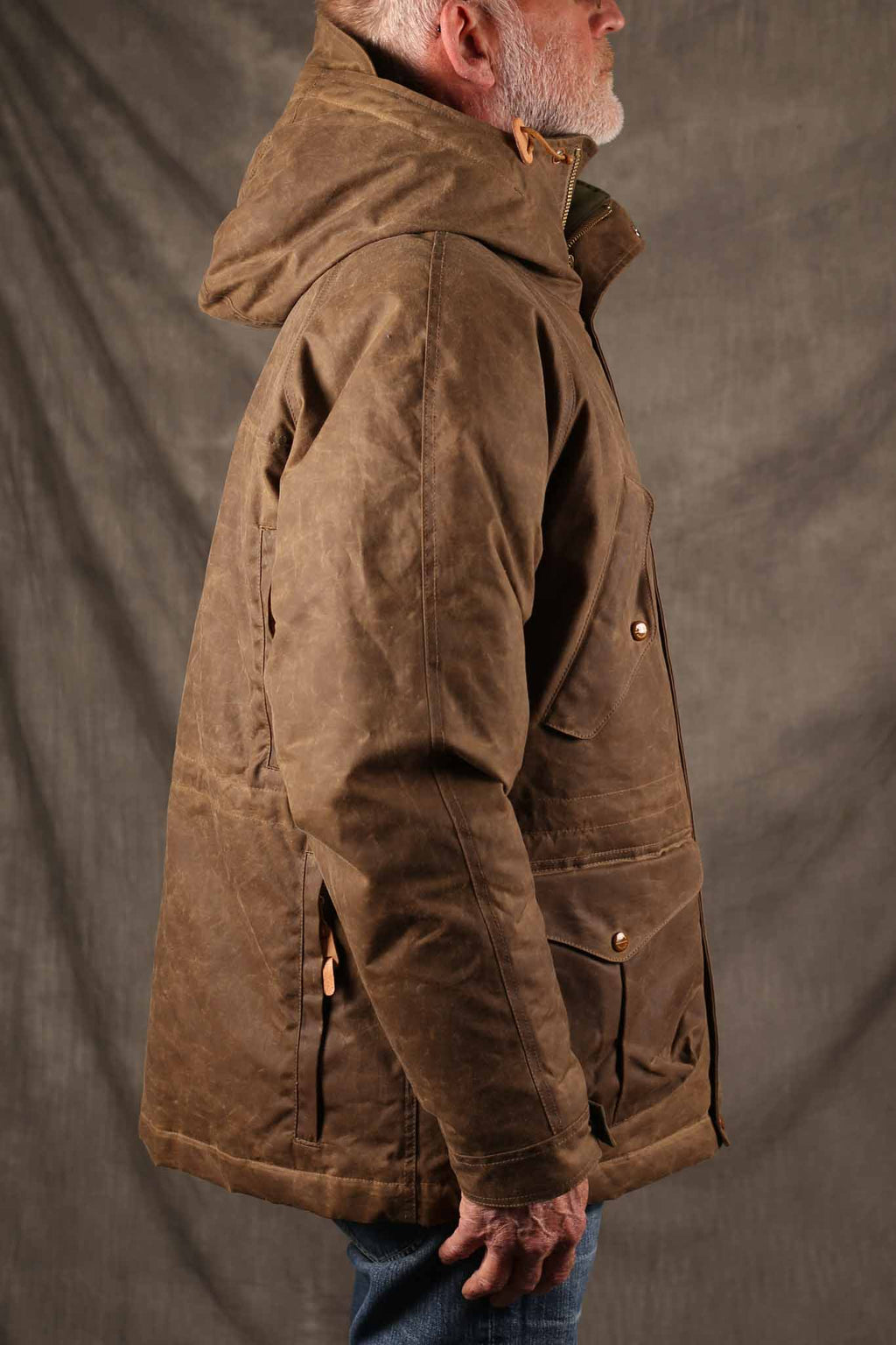 MANIFATTURA CECCARELLI - FISHERMAN DOWN PARKA JACKET WAXED CANVAS 7026-WX DARK TAN
