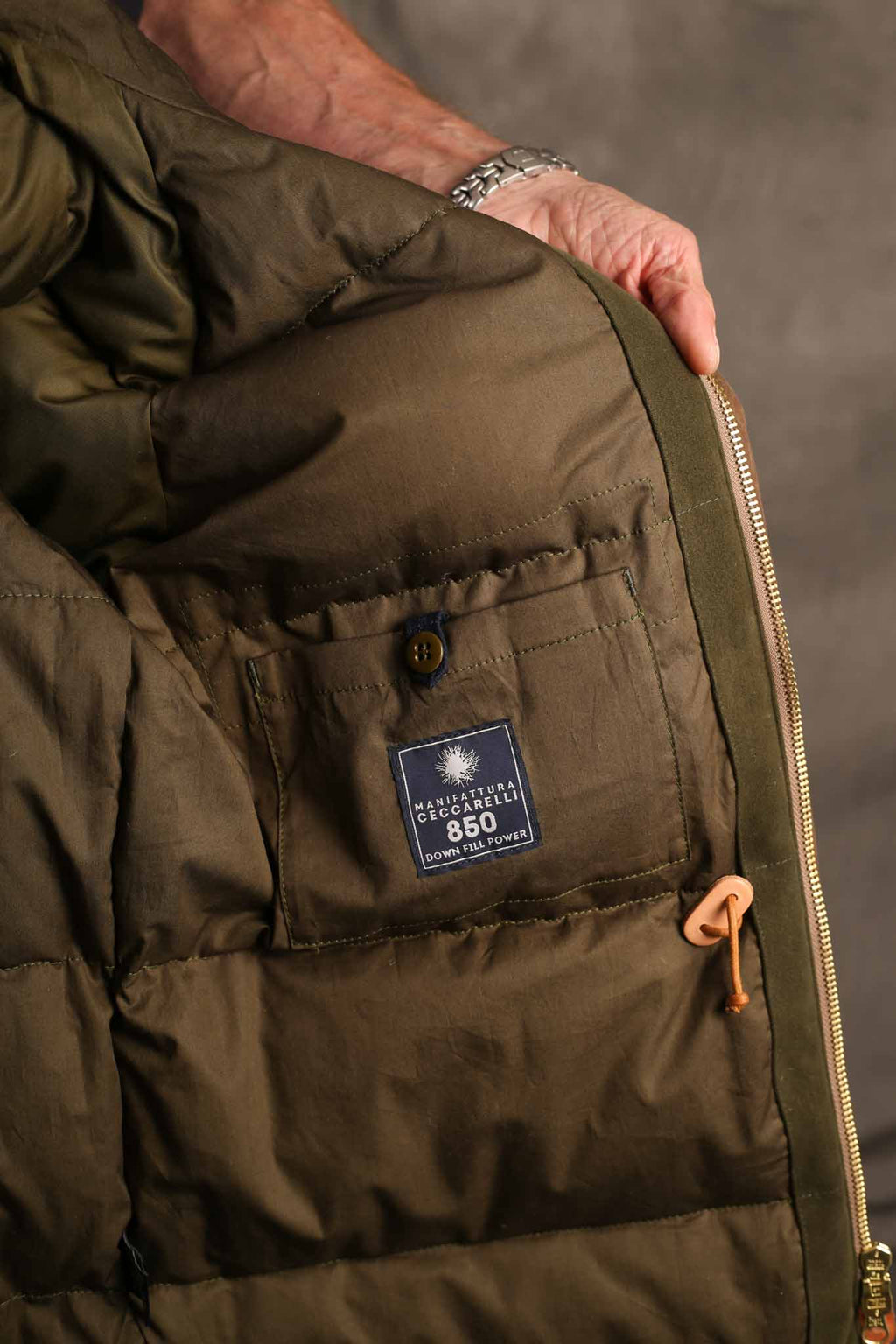 MANIFATTURA CECCARELLI - FISHERMAN DOWN PARKA JACKET WAXED CANVAS 7026-WX DARK TAN