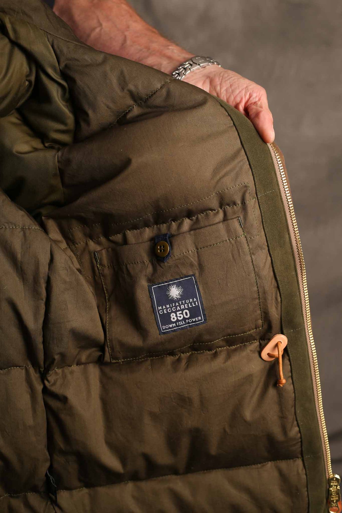 MANIFATTURA CECCARELLI - FISHERMAN DOWN PARKA JACKET WAXED CANVAS 7026-WX DARK TAN