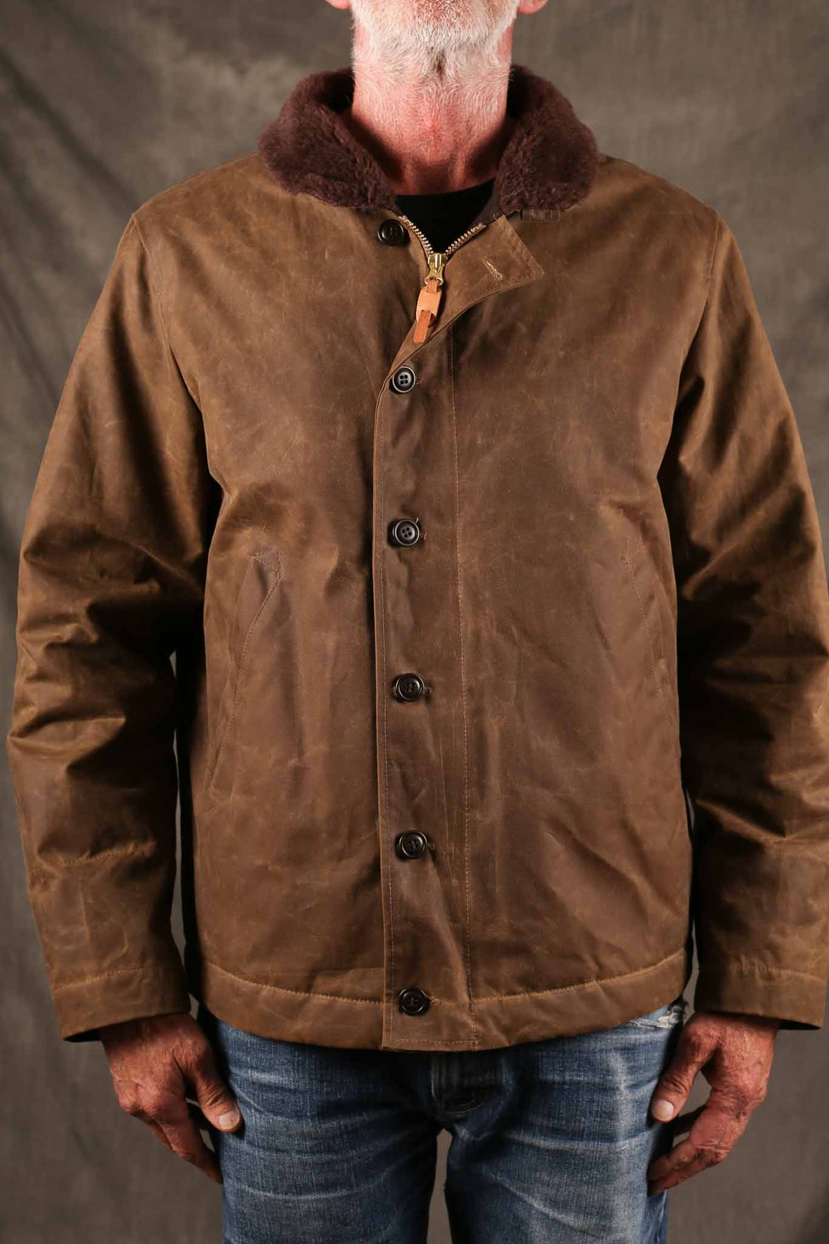 MANIFATTURA CECCARELLI - DECK JACKET WAXED CANVAS 7061-WX DARK TAN
