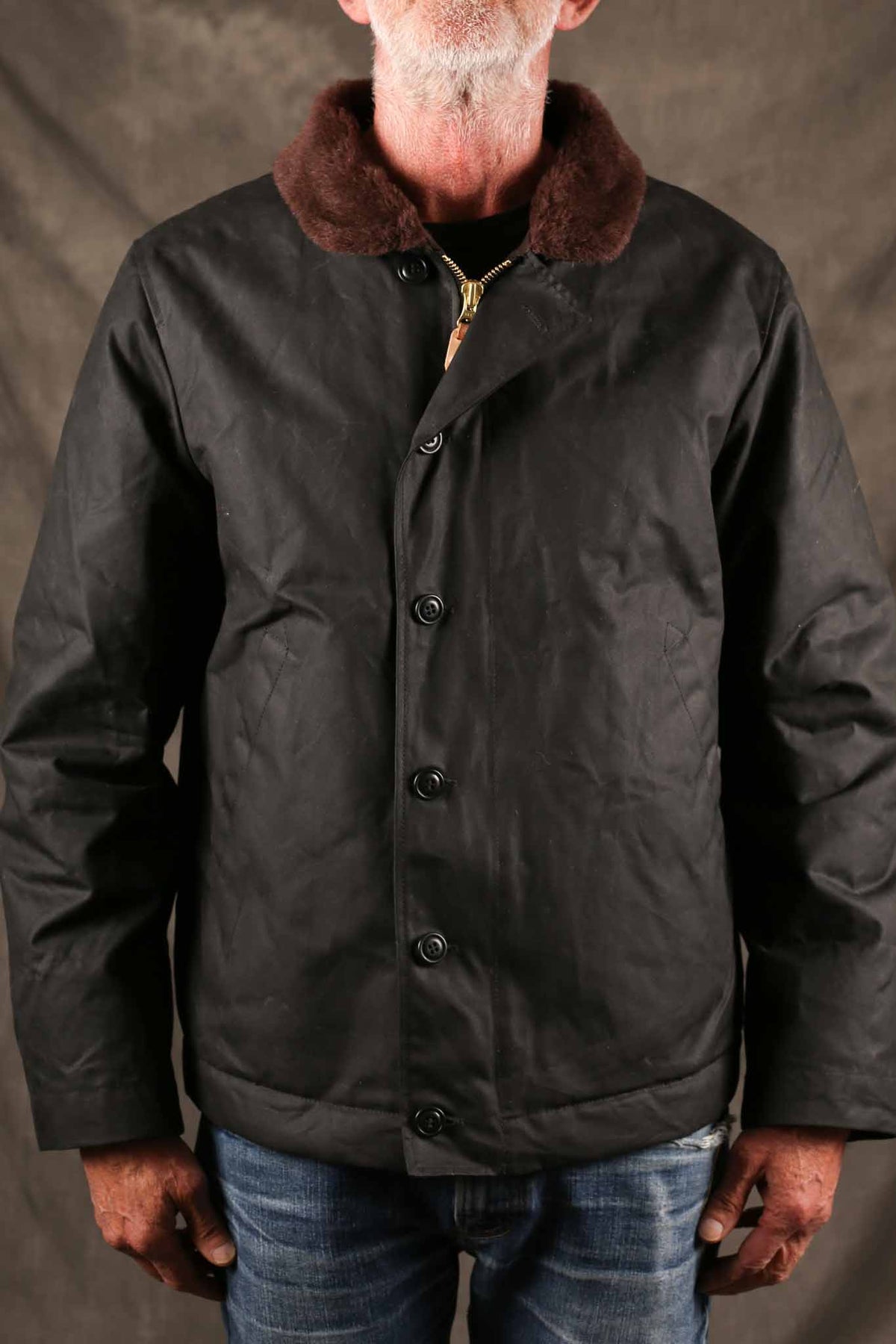 MANIFATTURA CECCARELLI - DECK JACKET WAXED CANVAS 7061-WX Black