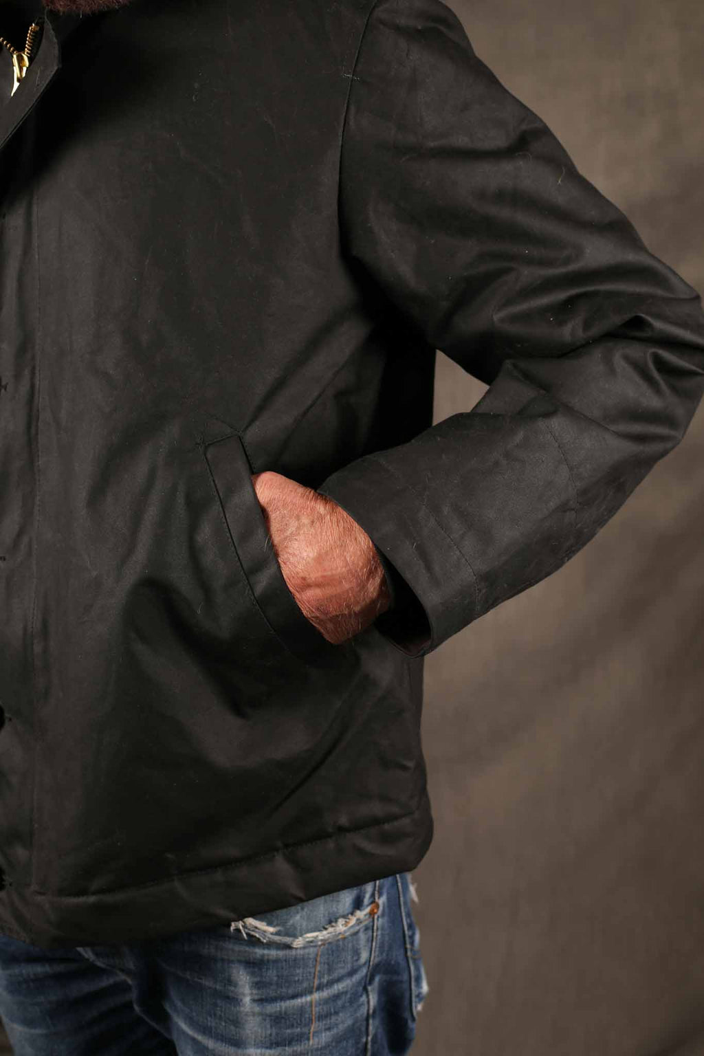 MANIFATTURA CECCARELLI - DECK JACKET WAXED CANVAS 7061-WX Black