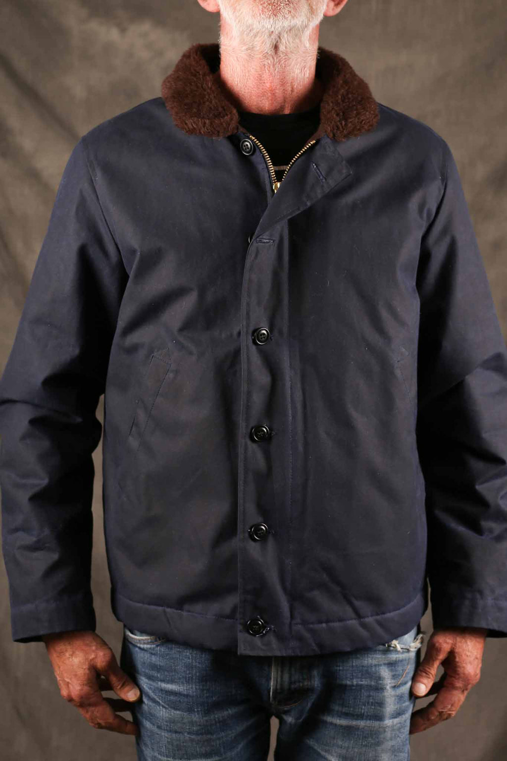 MANIFATTURA CECCARELLI - DECK JACKET WAXED CANVAS 7061-WX NAVY