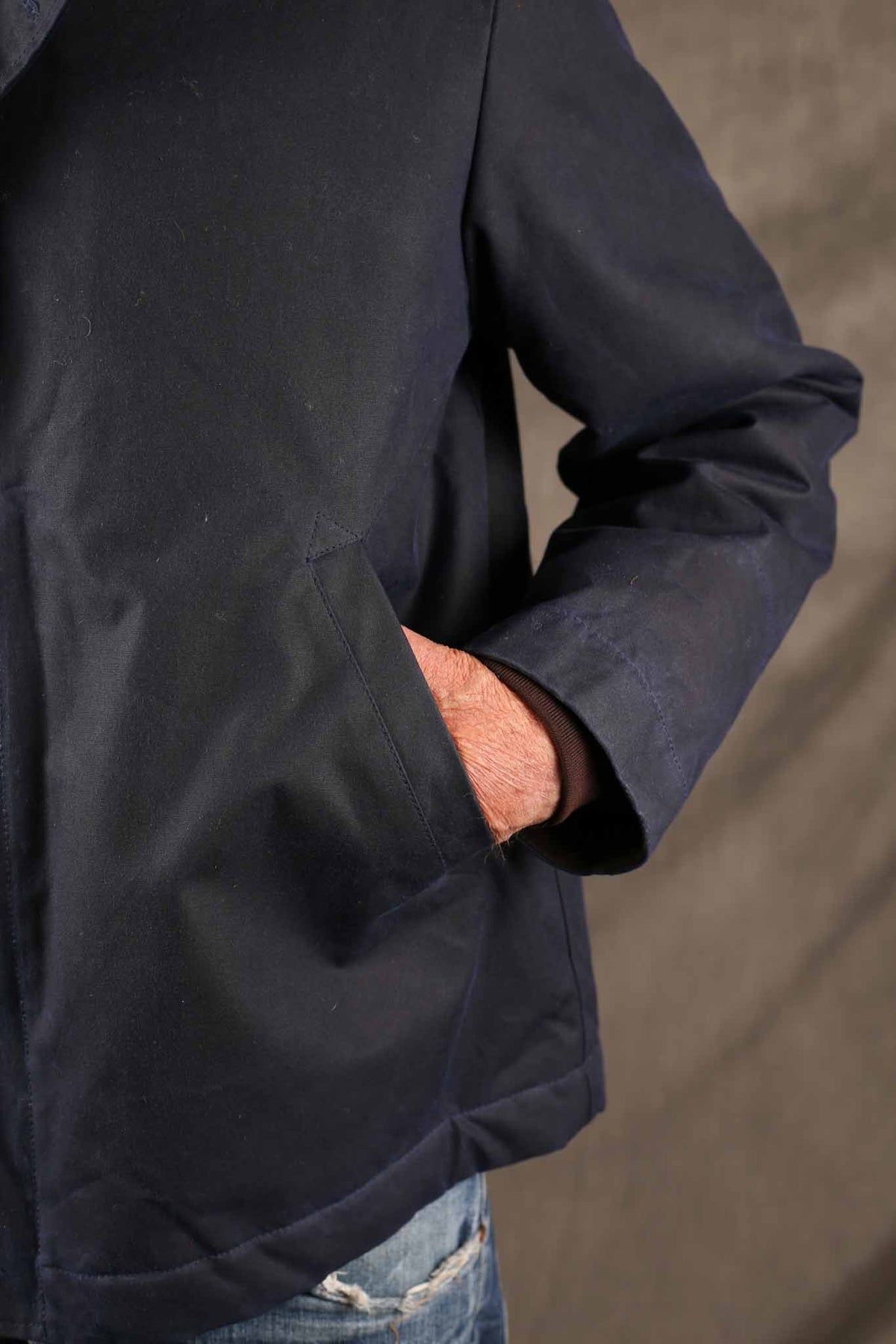 MANIFATTURA CECCARELLI - DECK JACKET WAXED CANVAS 7061-WX NAVY