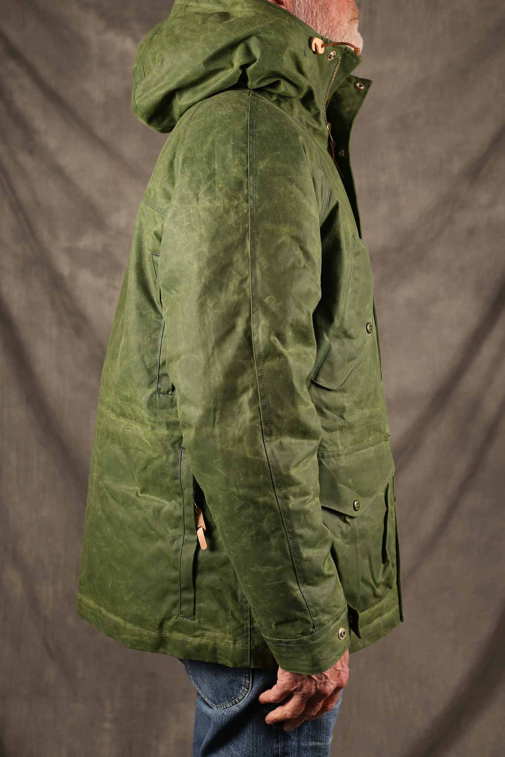 MANIFATTURA CECCARELLI - FISHERMAN DOWN PARKA JACKET WAXED CANVAS 7026-WX Light Green
