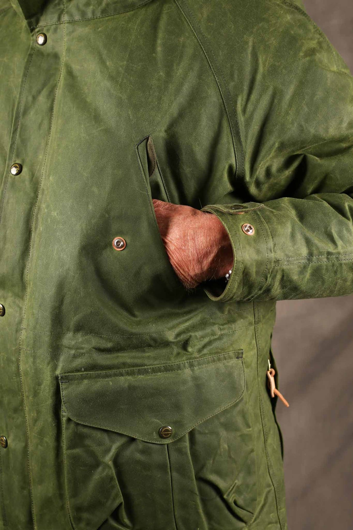 MANIFATTURA CECCARELLI - FISHERMAN DOWN PARKA JACKET WAXED CANVAS 7026-WX Light Green
