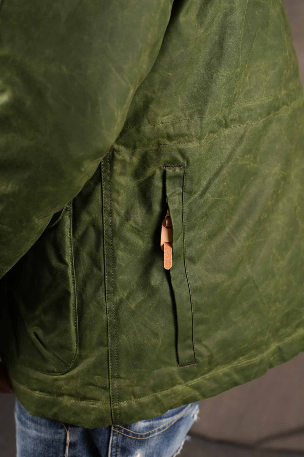 MANIFATTURA CECCARELLI - FISHERMAN DOWN PARKA JACKET WAXED CANVAS 7026-WX Light Green