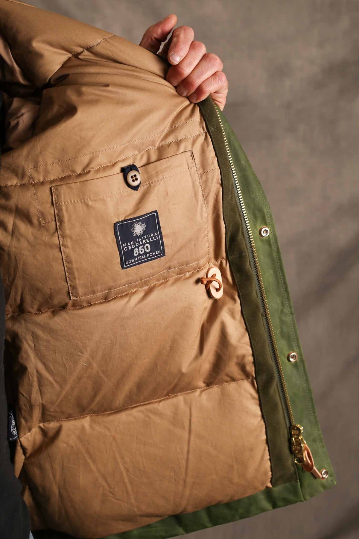 MANIFATTURA CECCARELLI - FISHERMAN DOWN PARKA JACKET WAXED CANVAS 7026-WX Light Green