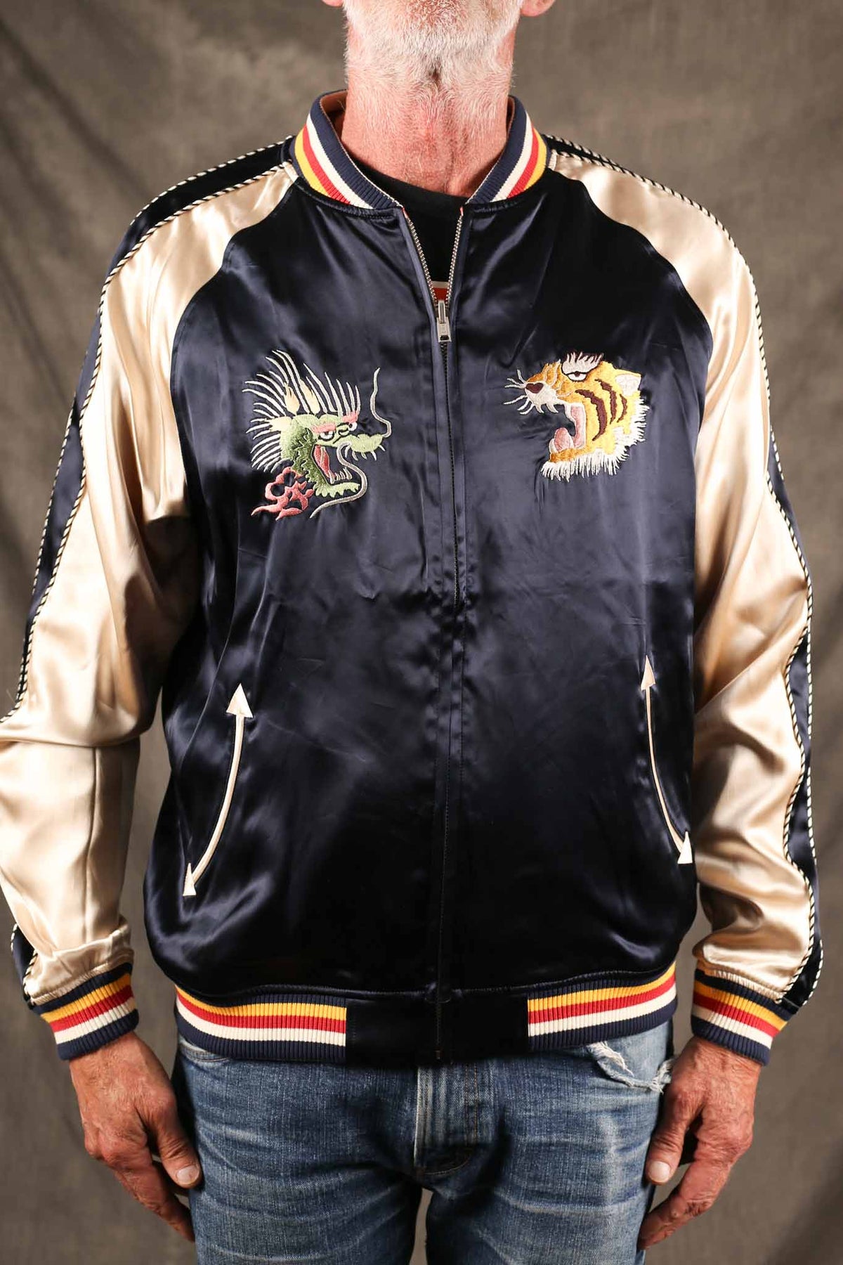 THE FLAT HEAD - FN-OJ-SV006  Reversible Souvenir Jacket Tiger & Dragon