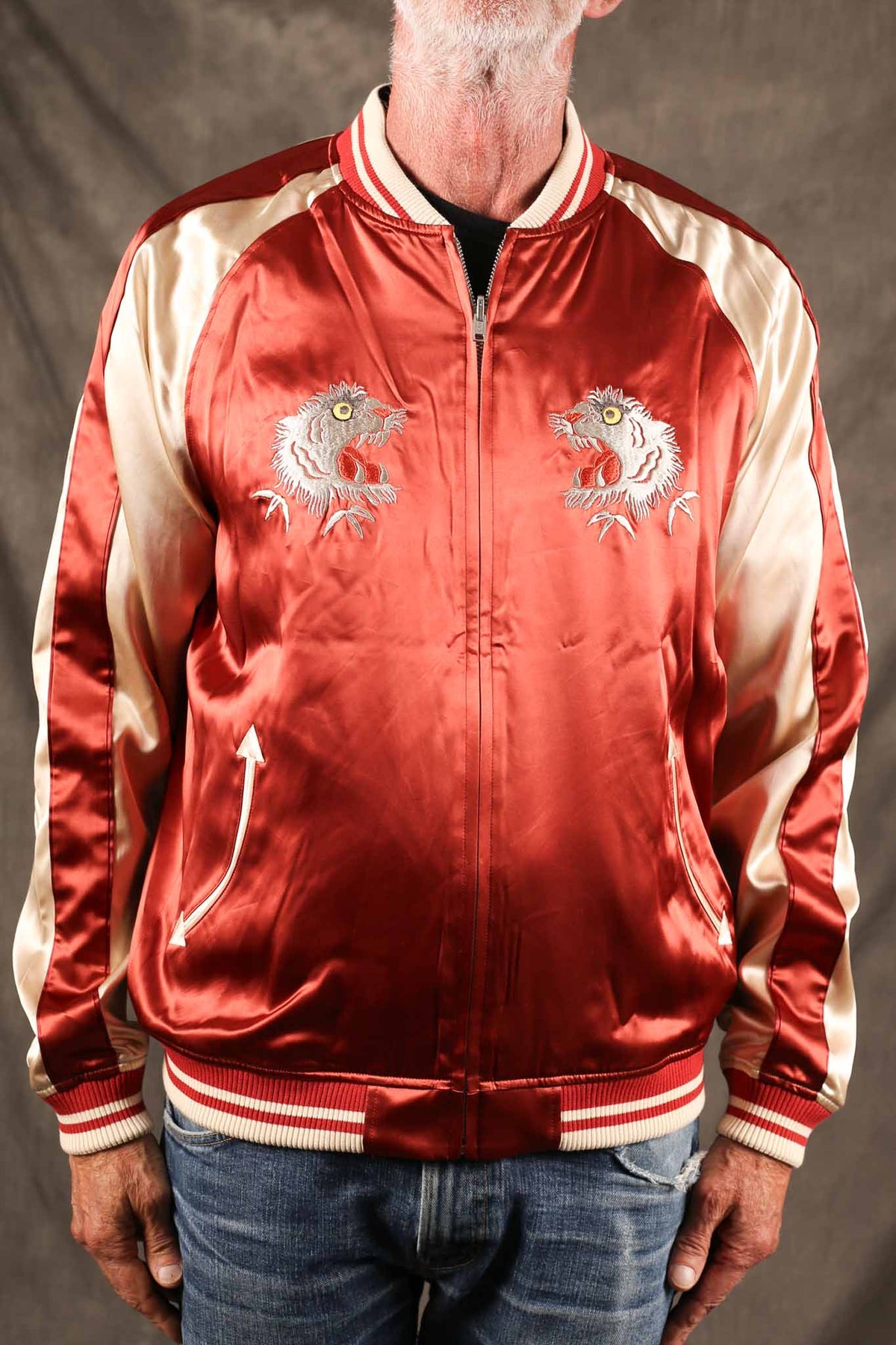 THE FLAT HEAD - FN-OJ-SV006  Reversible Souvenir Jacket Tiger & Dragon