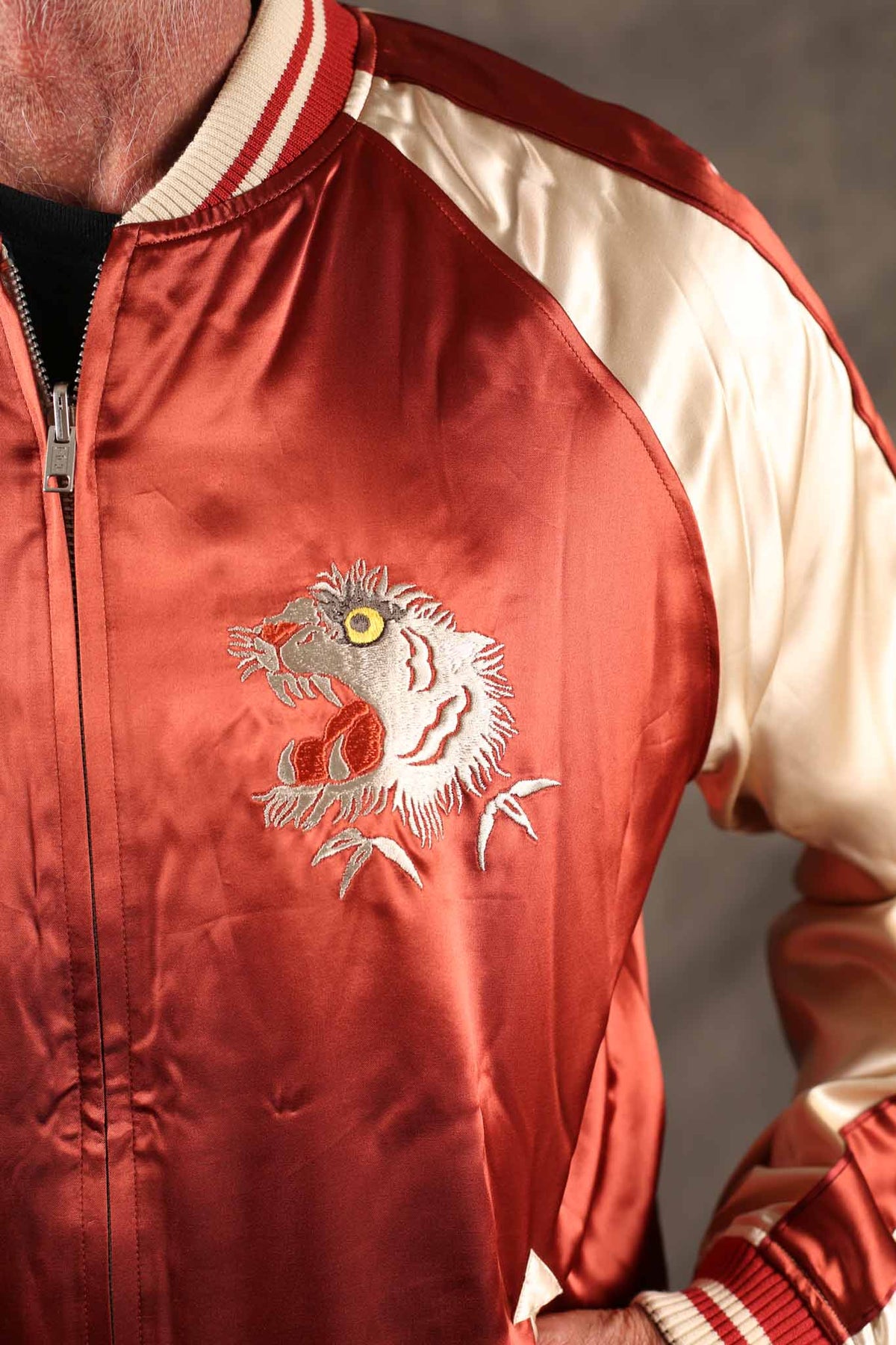 THE FLAT HEAD - FN-OJ-SV006  Reversible Souvenir Jacket Tiger & Dragon