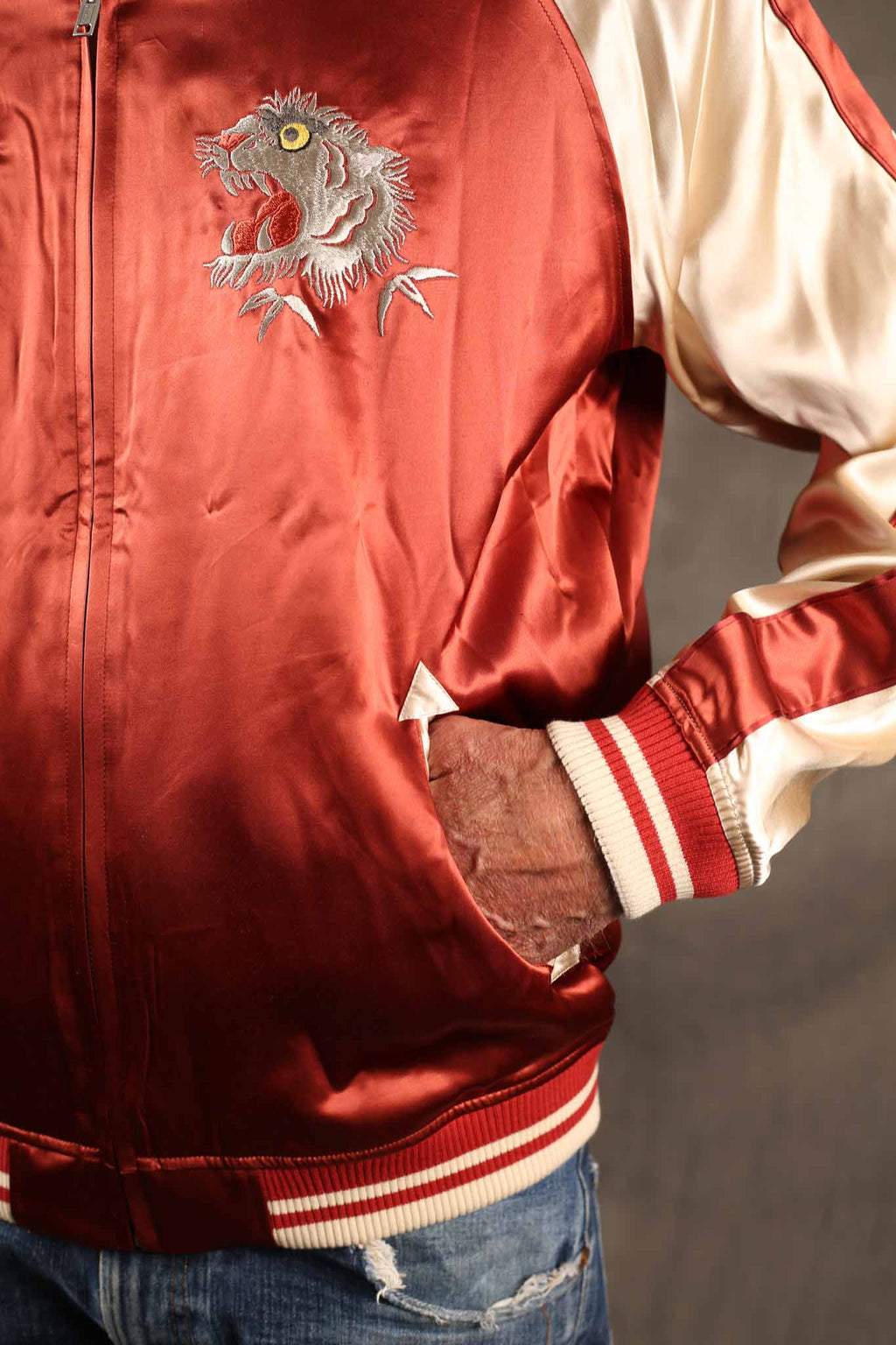 THE FLAT HEAD - FN-OJ-SV006  Reversible Souvenir Jacket Tiger & Dragon