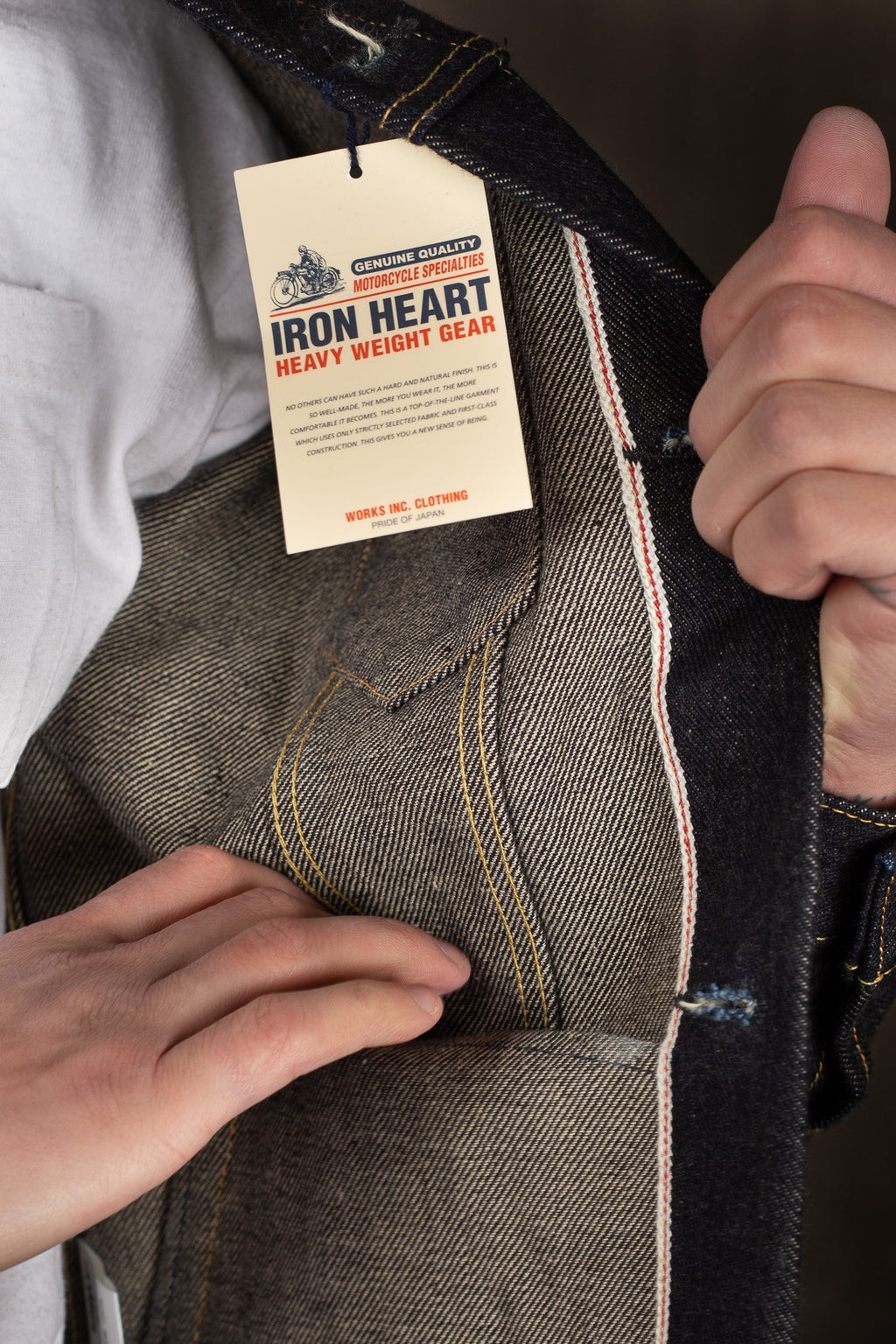 Iron Heart IH-526L 19oz Left-Hand Twill Selvedge Denim Type III Jacket - Indigo